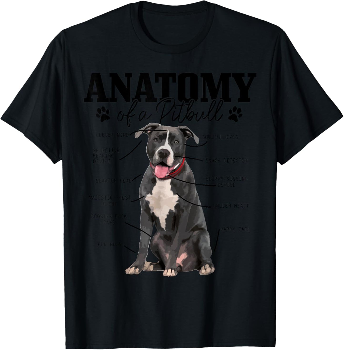 Anatomy Of A Pitbull Dog Funny Cute Pitbull Mom Pitbull Dad T-Shirt - T-Shirt | Black