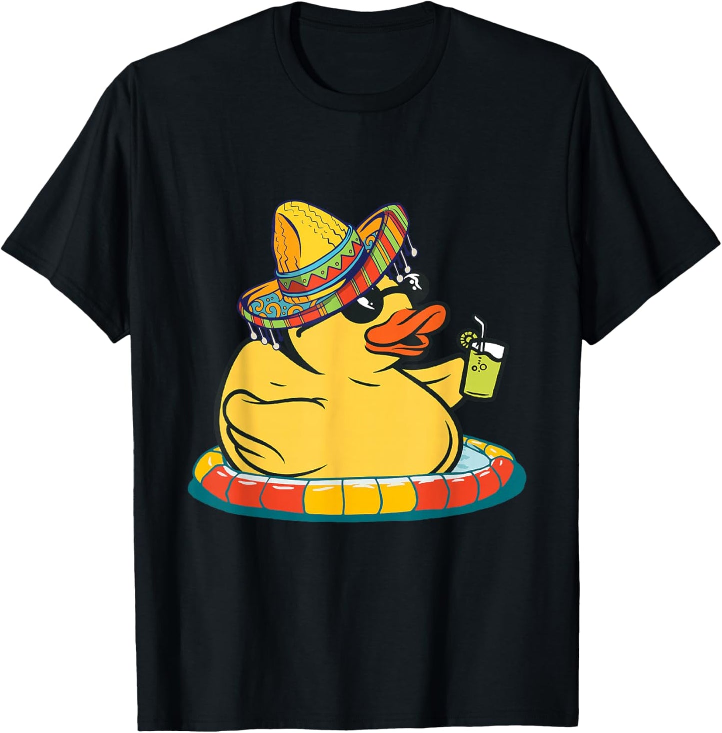 Rubber Duck Mexicano Duckling Sombrero Yellow Rubber Ducks T-Shirt - T-Shirt | Black