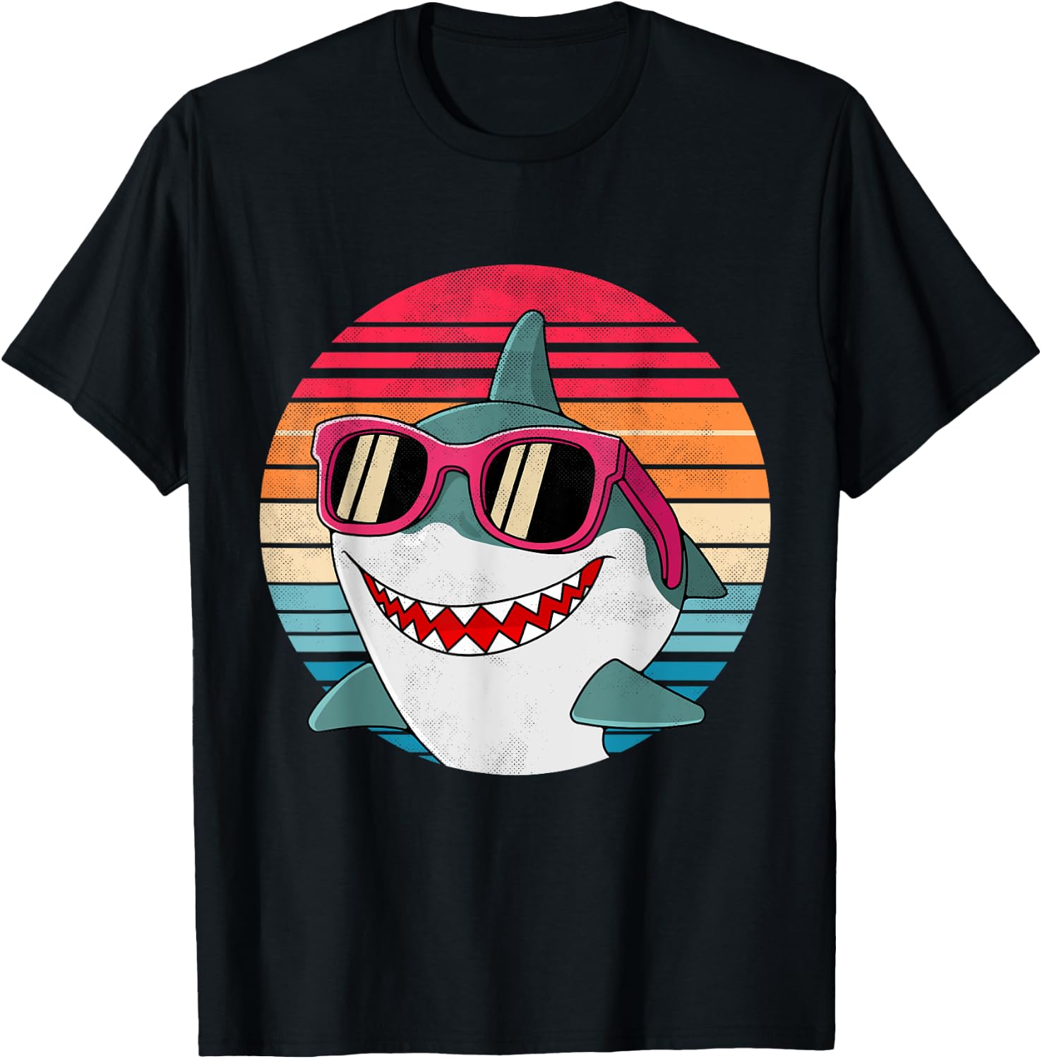 Retro Shark Art Women Men Sunglasses 70s 80s 90s Funny Shark T-Shirt - T-Shirt | Black