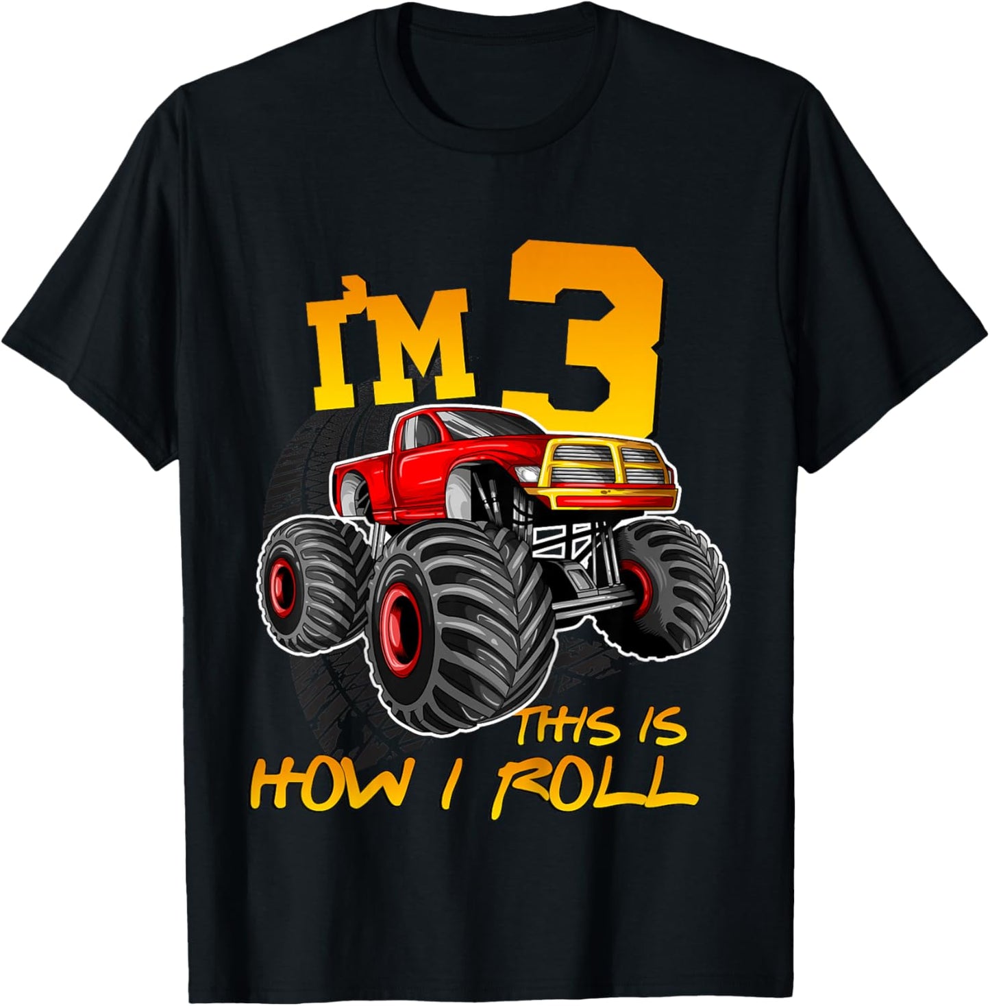 3rd Birthday Monster Truck Apparel Boys Toddler Kids Third 3 T-Shirt - T-Shirt | Black