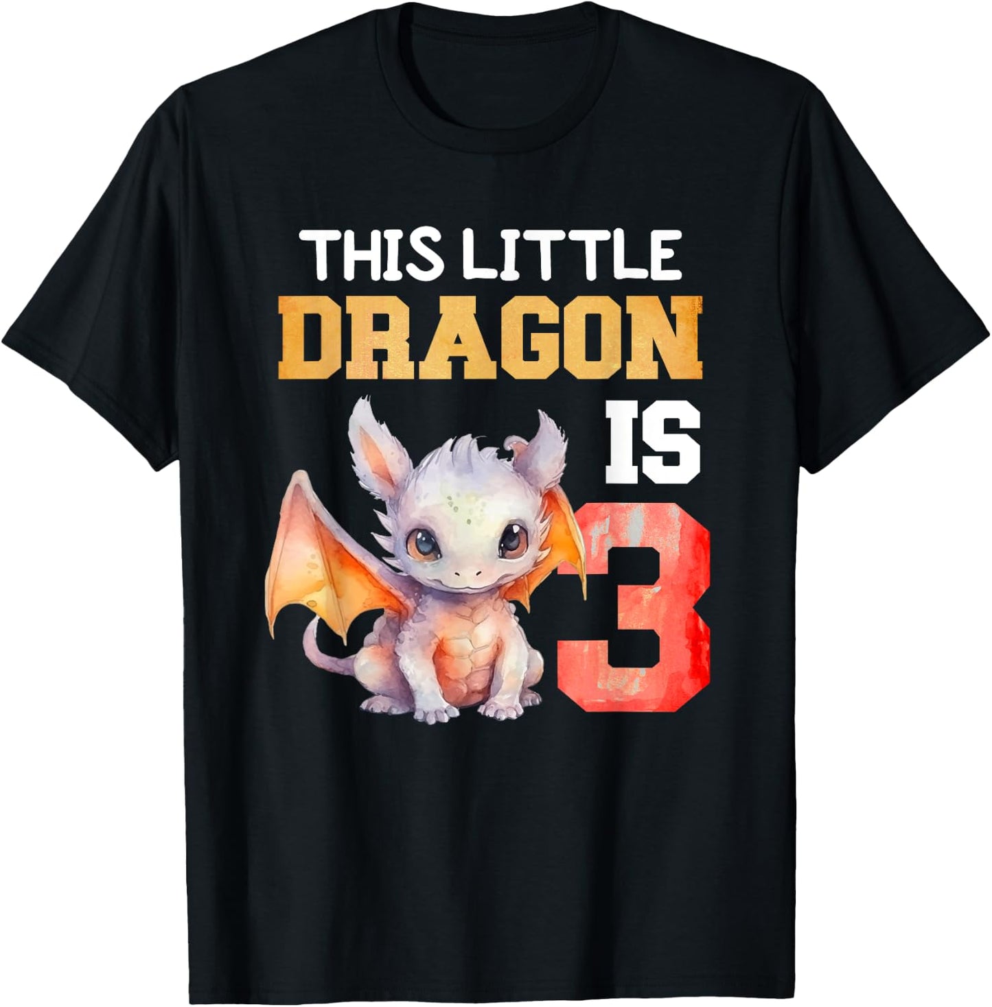 This Little Dragon is 3 Year Old Birthday Dragon 3rd Girl T-Shirt - T-Shirt | Black