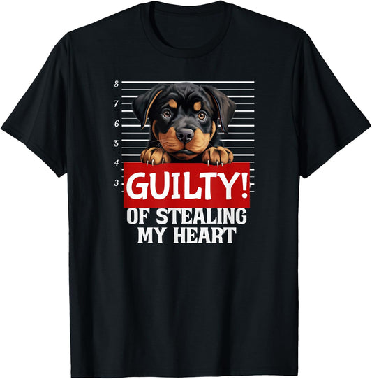 Funny Rottweiler Dog Breed Guilty Mugshot Fur Baby Pet Women T-Shirt - T-Shirt | Black