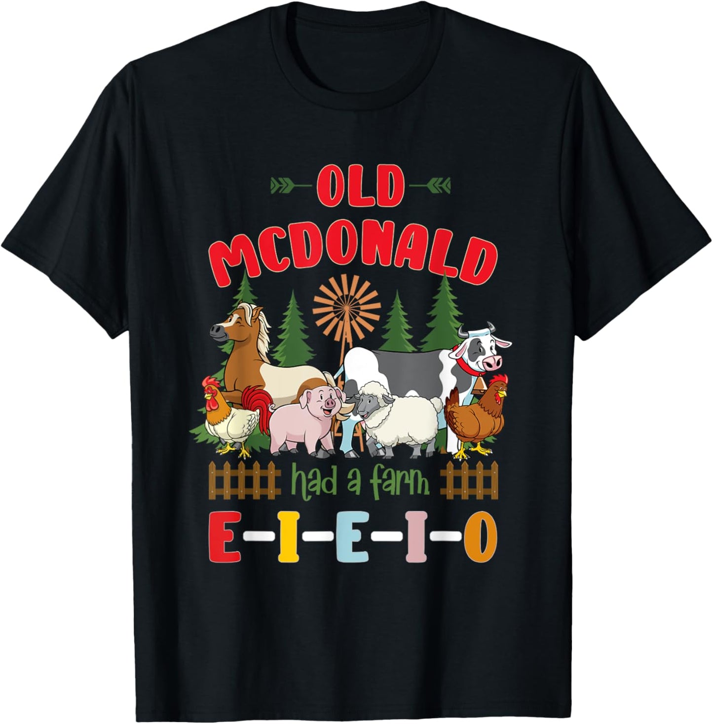 Nursery Rhymes for Kids and Toddler or Old McDonald T-Shirt - T-Shirt | Black