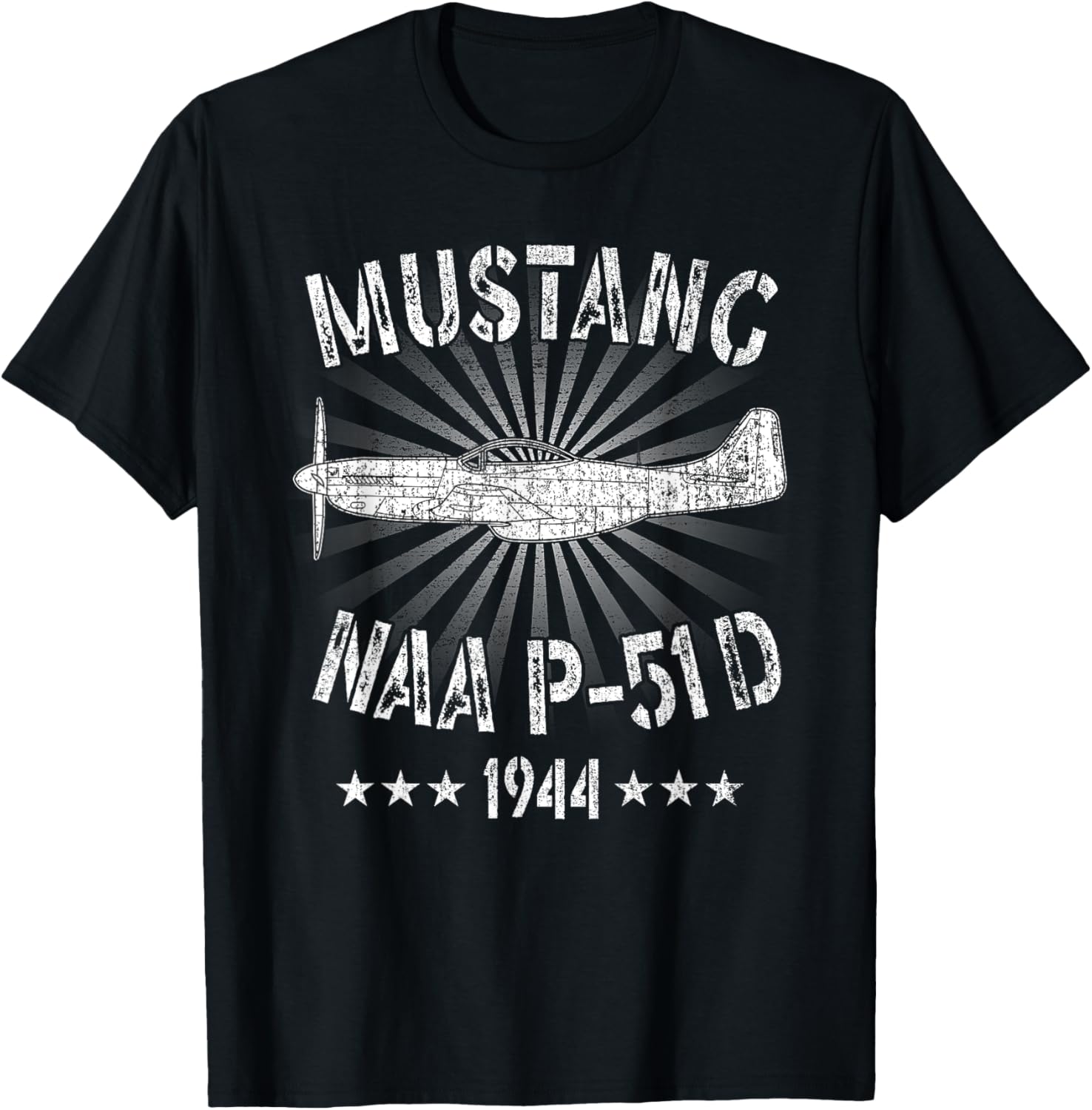P-51D Mustang Vintage North American P 51 Fighter Warbirds T-Shirt - T-Shirt | Black