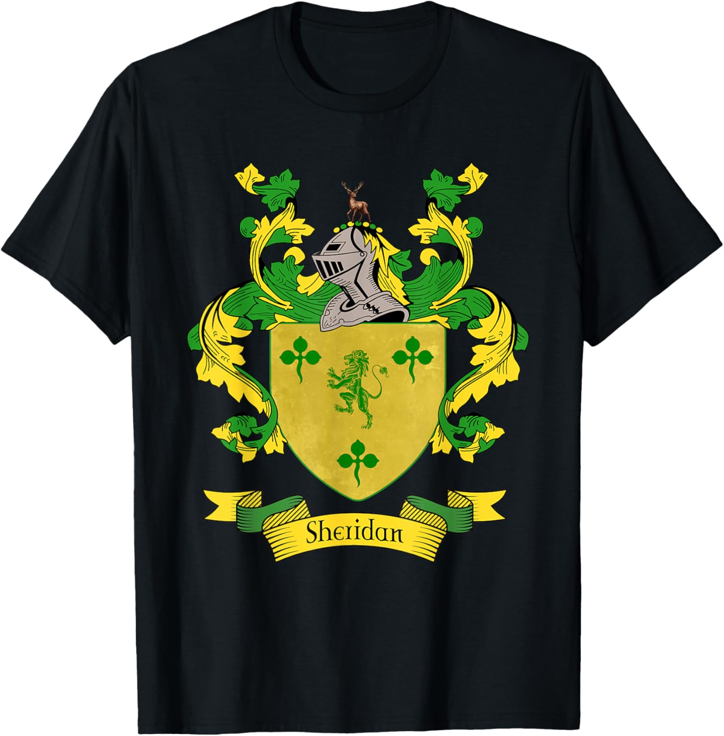 Sheridan Coat of Arms | Sheridan Surname Family Crest T-Shirt - T-Shirt | Black
