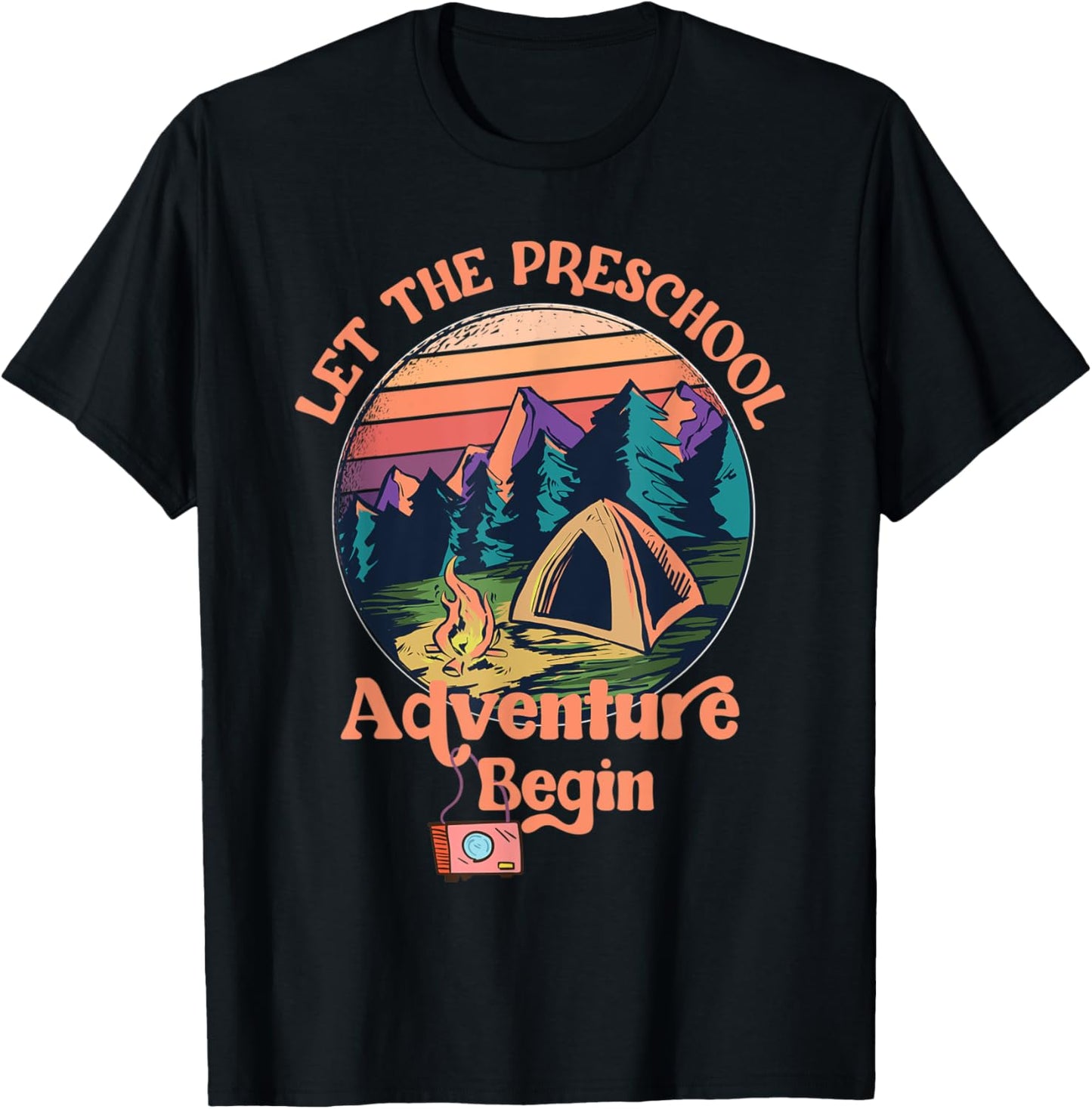 Let The Preschool Adventure Begin Back to School Teacher T-Shirt - T-Shirt | Black
