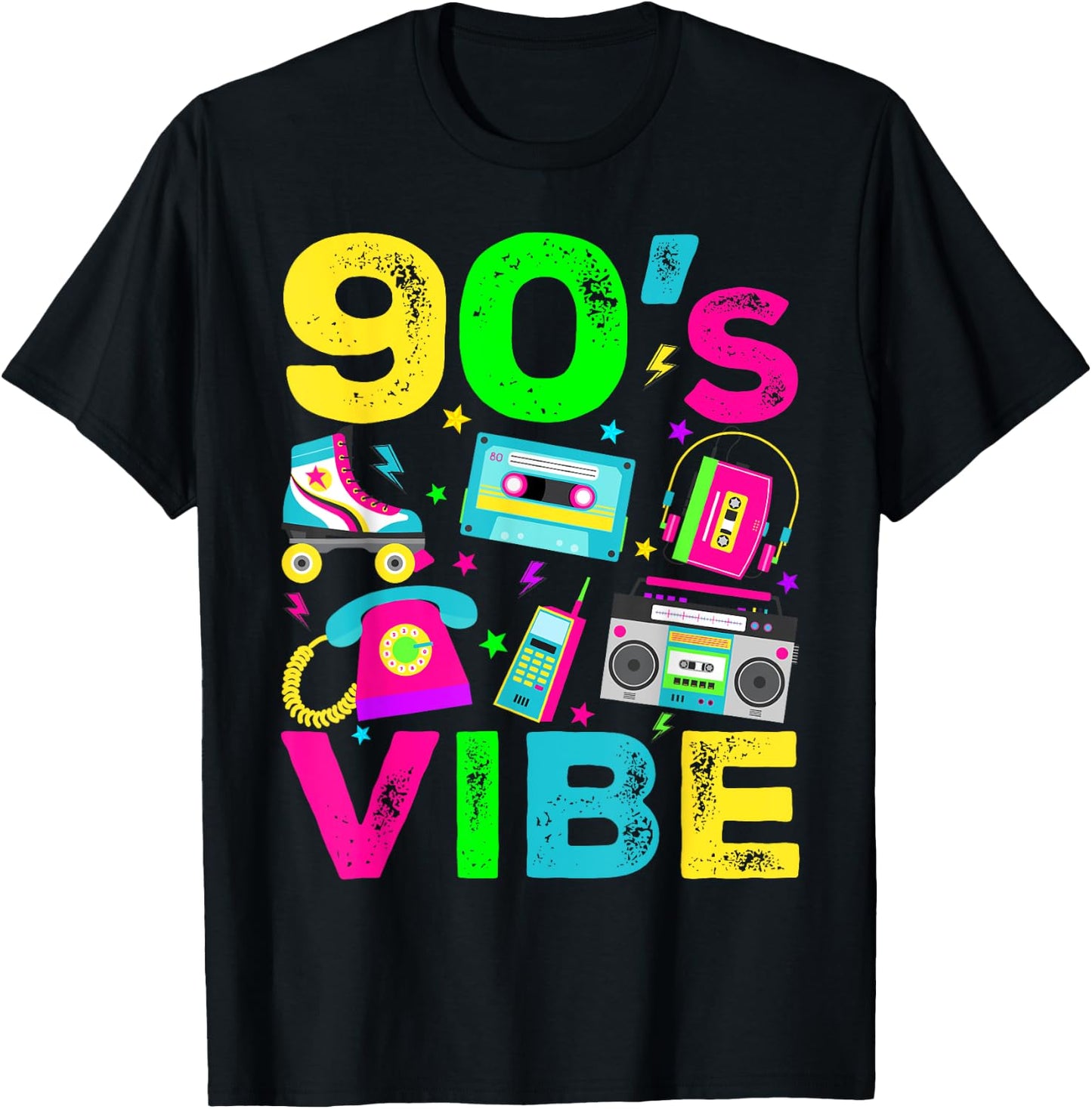 90s Vibe 1990s Vintage Style Nineties Retro Party T-Shirt - T-Shirt | Black