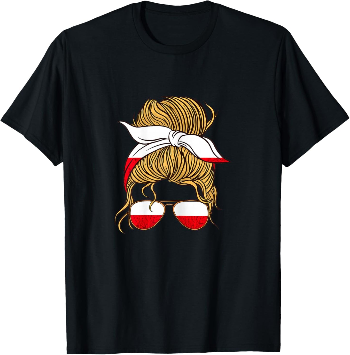 Polska Woman Roots Sunglass Polish Flag Polish Pride Poland T-Shirt - T-Shirt | Black