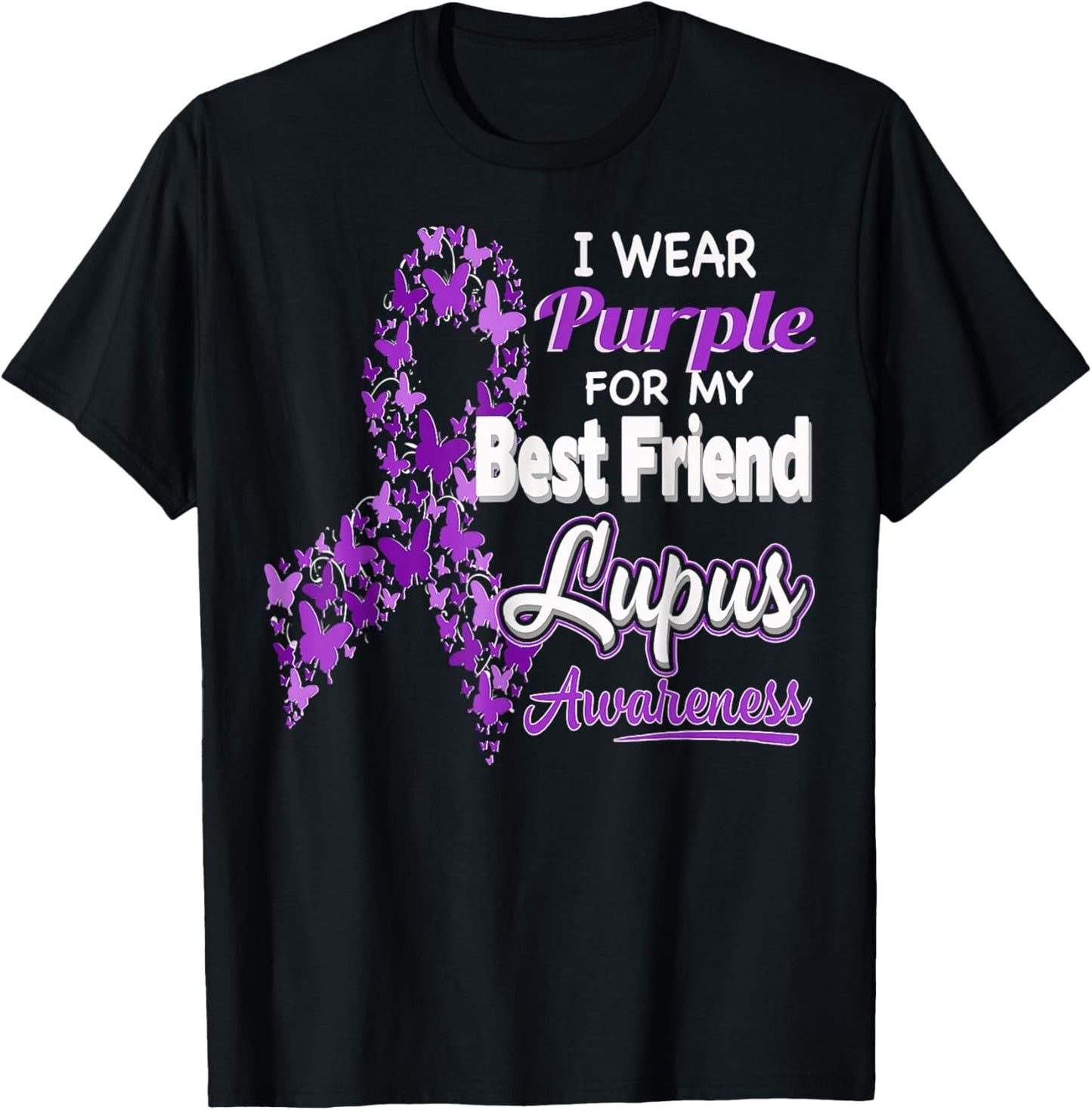 I Wear Purple For My Best Friend Lupus Awareness T-Shirt - T-Shirt | Black