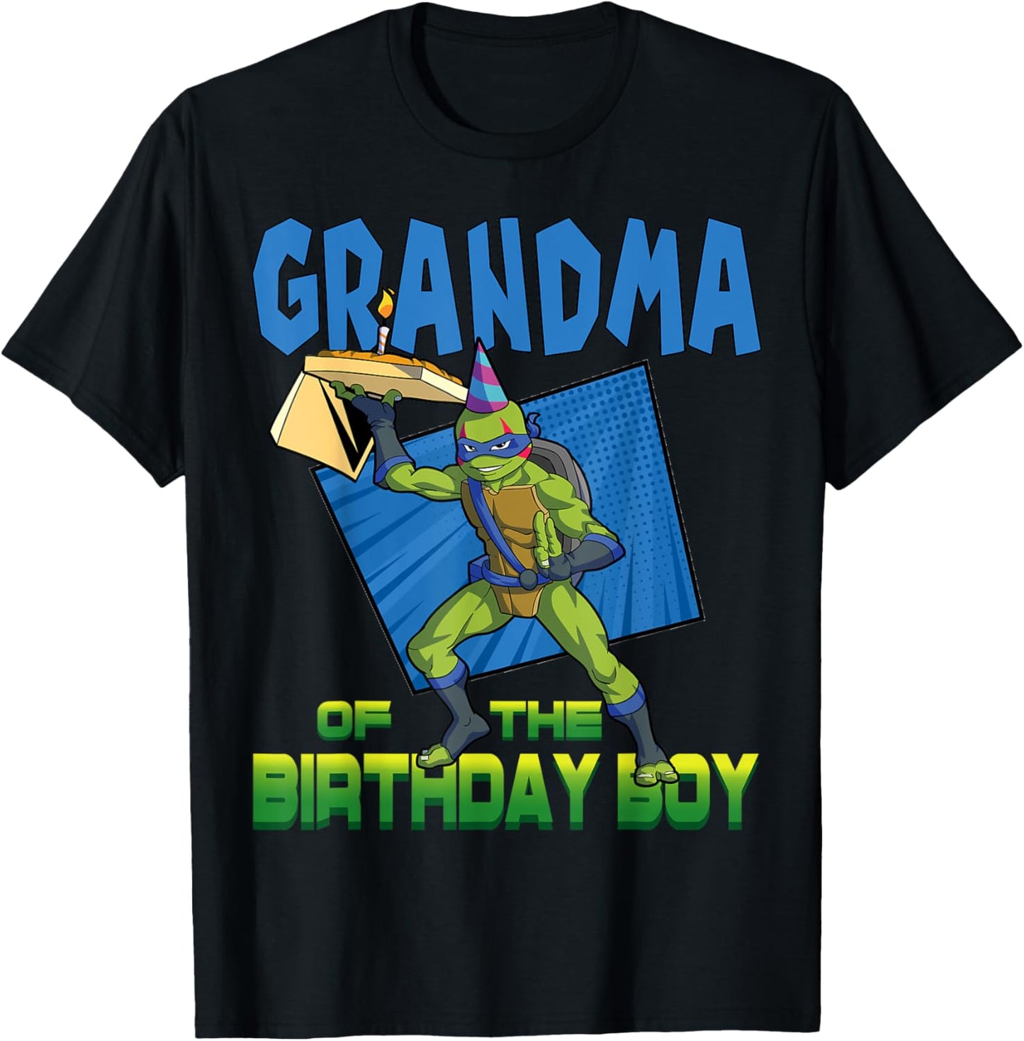 Mademark x Teenage Mutant Ninja Turtles - Leo Grandma of the Birthday Boy Pizza Theme Party T-Shirt - T-Shirt | Black