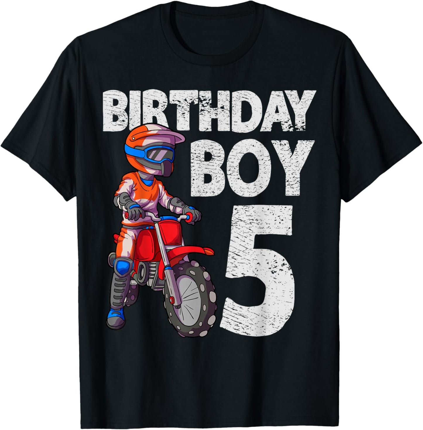 Motocross 5th Birthday Kids MX 5 Year Old Dirt Bike Birthday T-Shirt - T-Shirt | Black