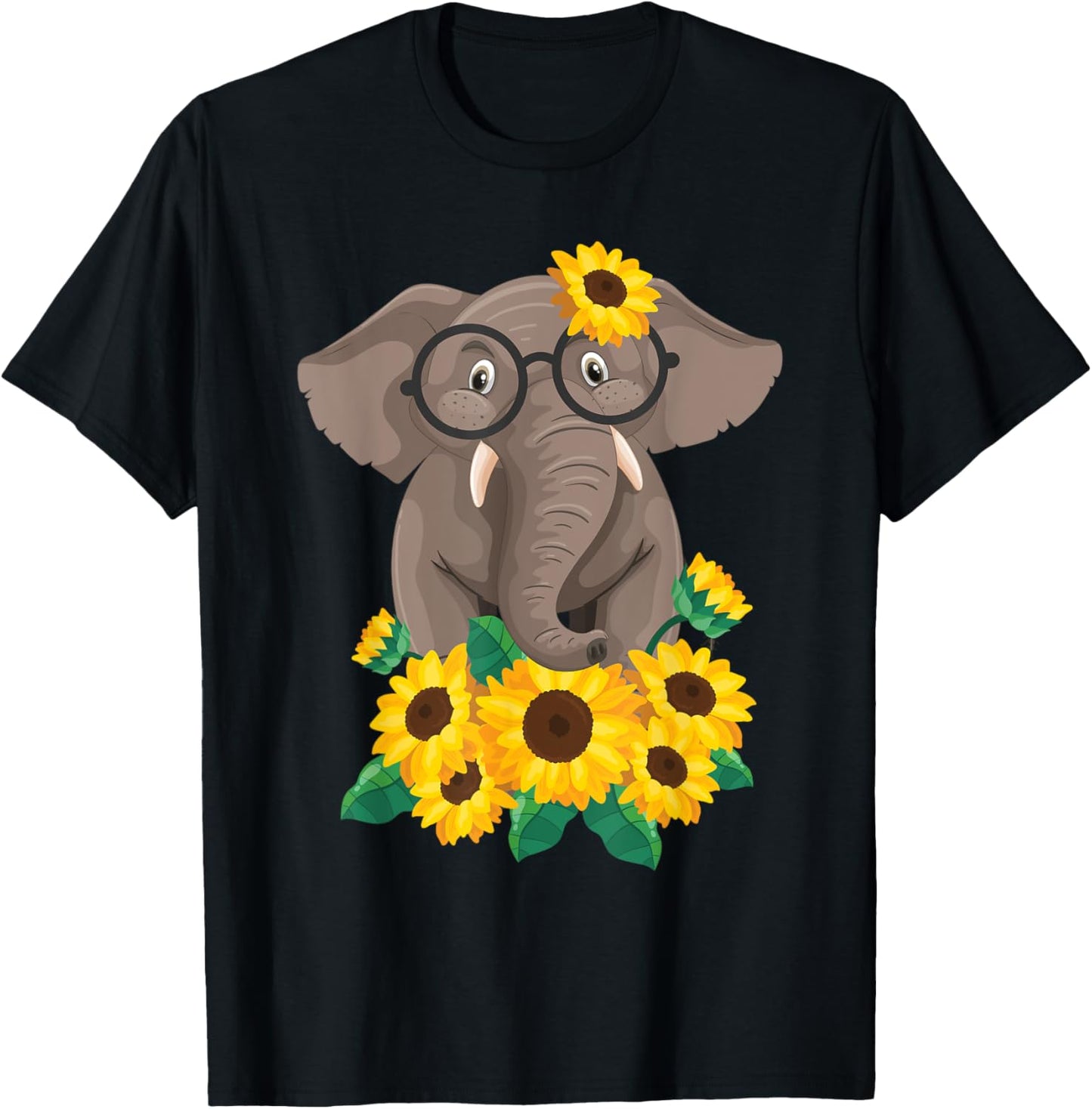 Elephant Sunflower - Zookeeper Zoologist Animal Whisperer T-Shirt - T-Shirt | Black