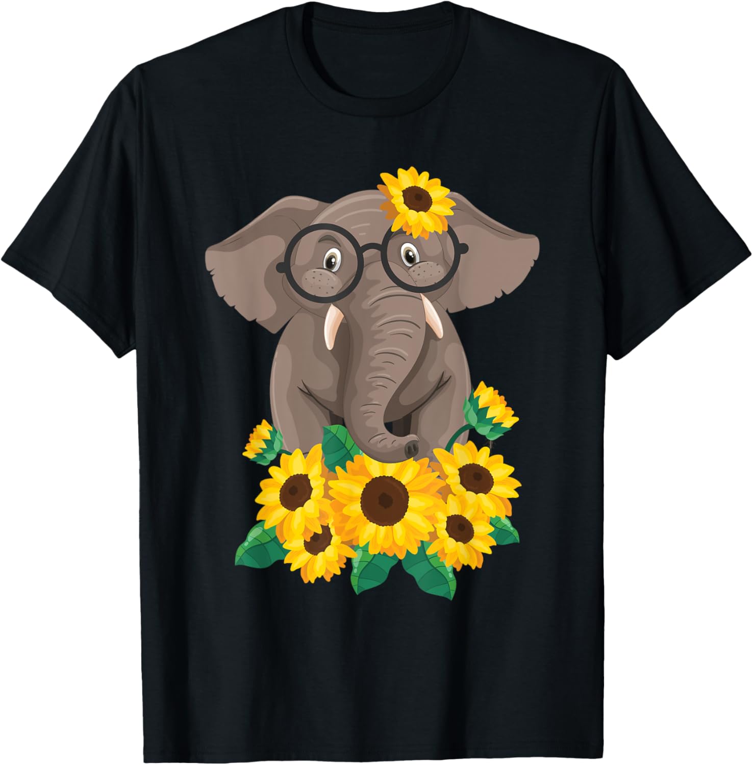 Elephant Sunflower - Zookeeper Zoologist Animal Whisperer T-Shirt - T-Shirt | Black