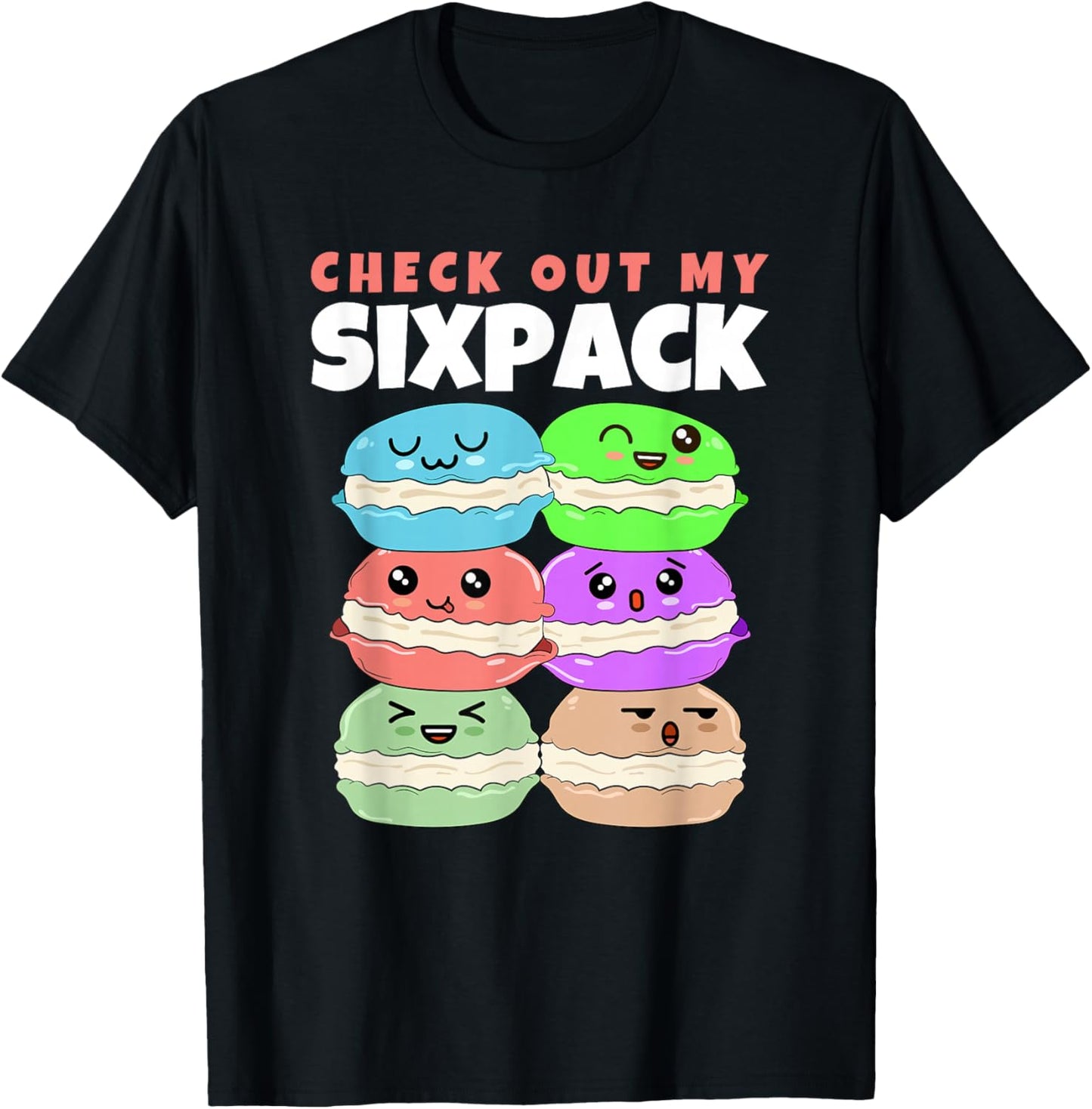 Check Out My Sixpack Macaron Macarons T-Shirt - T-Shirt | Black
