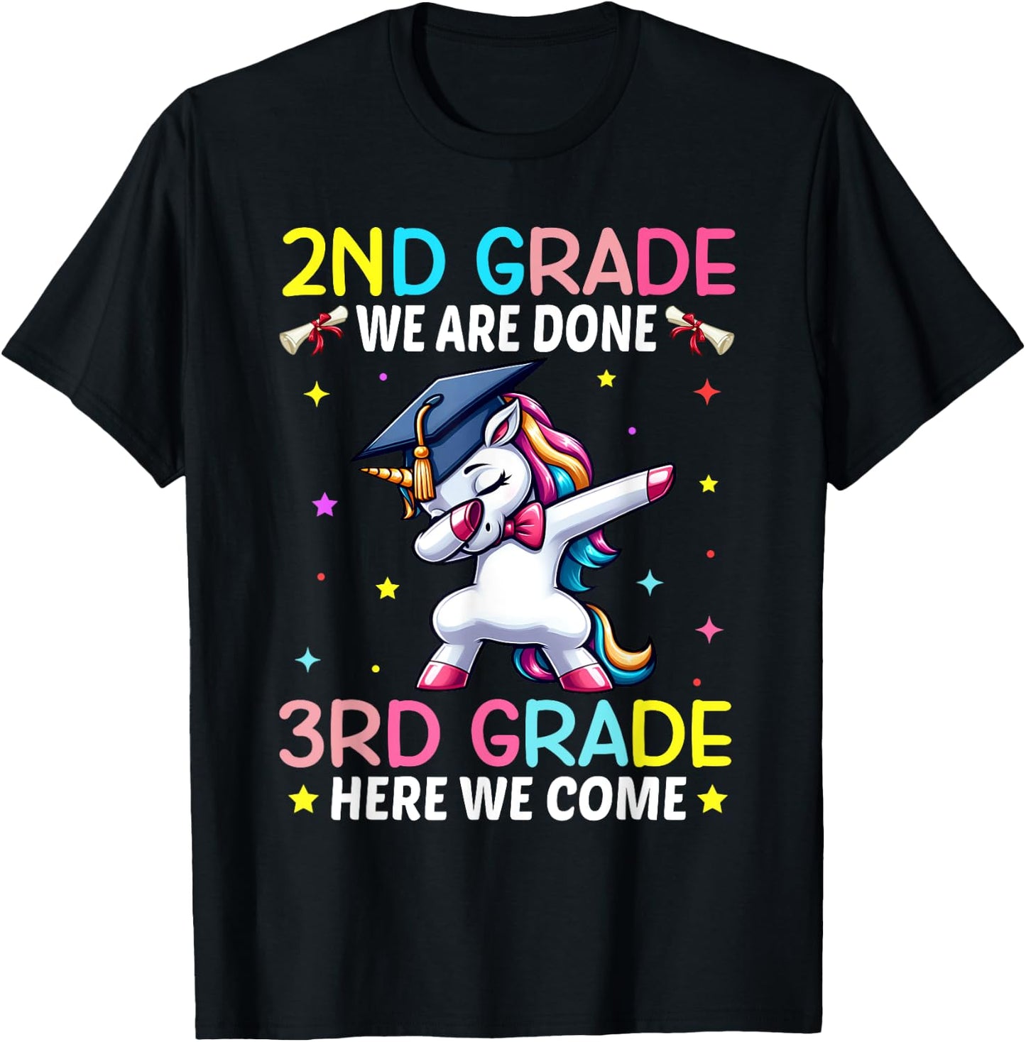 Girls 2nd Grade Graduation Unicorn Outfit Hello 3rd Grade T-Shirt - T-Shirt | Black