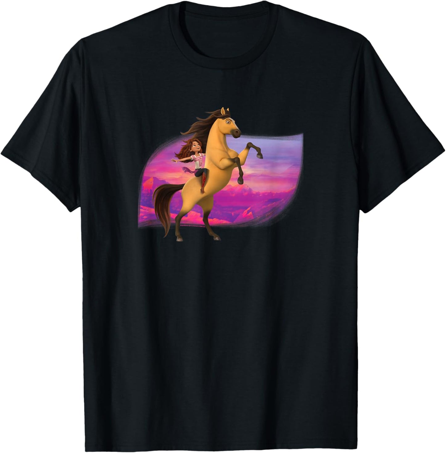 Spirit Untamed - Spirit and Happy Mountain Sunset T-Shirt - T-Shirt | Black