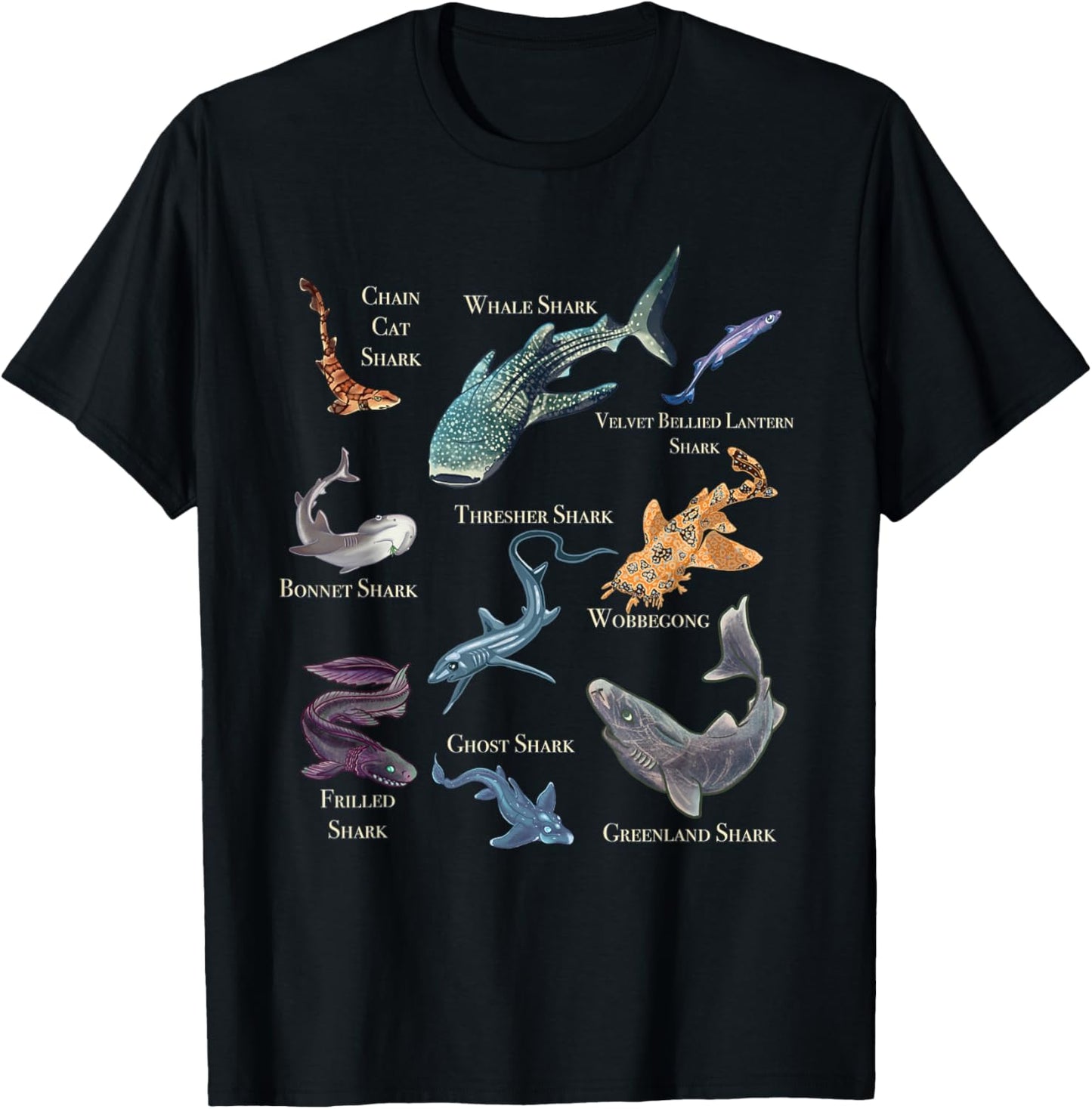 Shark Frenzy Fun Shark Collection T-Shirt - T-Shirt | Black
