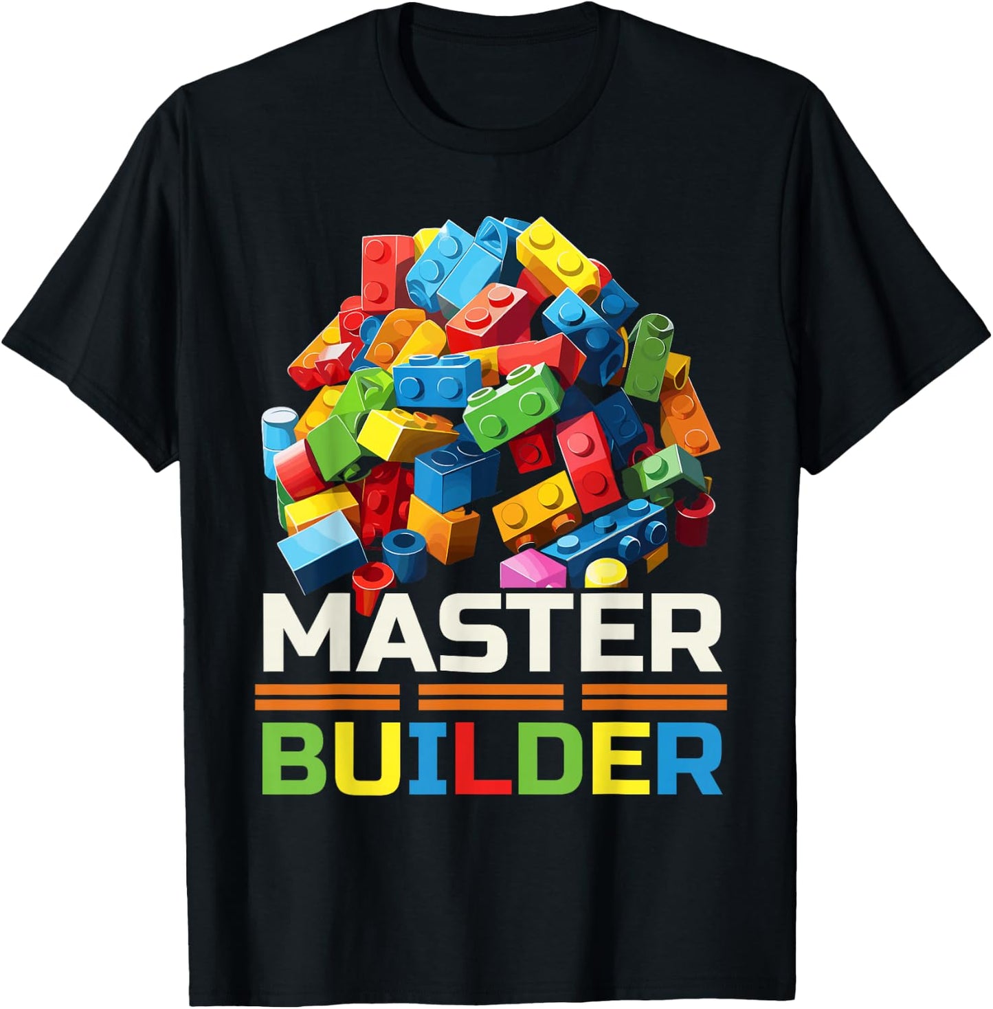 Master Builder Bricks Blocks Play Toys T-Shirt - T-Shirt | Black