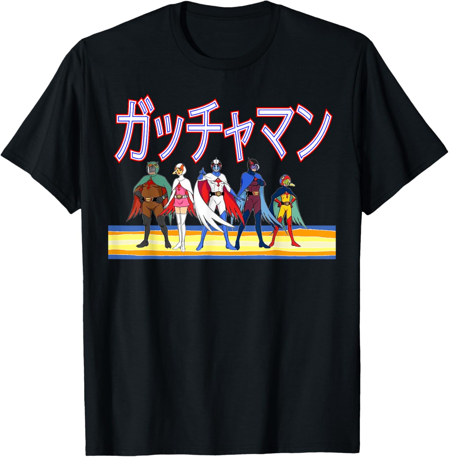 Battle of the Planets Gatchman G Force Vintage Japanese T-Shirt - T-Shirt | Black