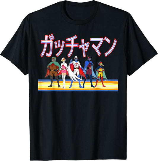 Battle of the Planets Gatchman G Force Vintage Japanese T-Shirt - T-Shirt | Black