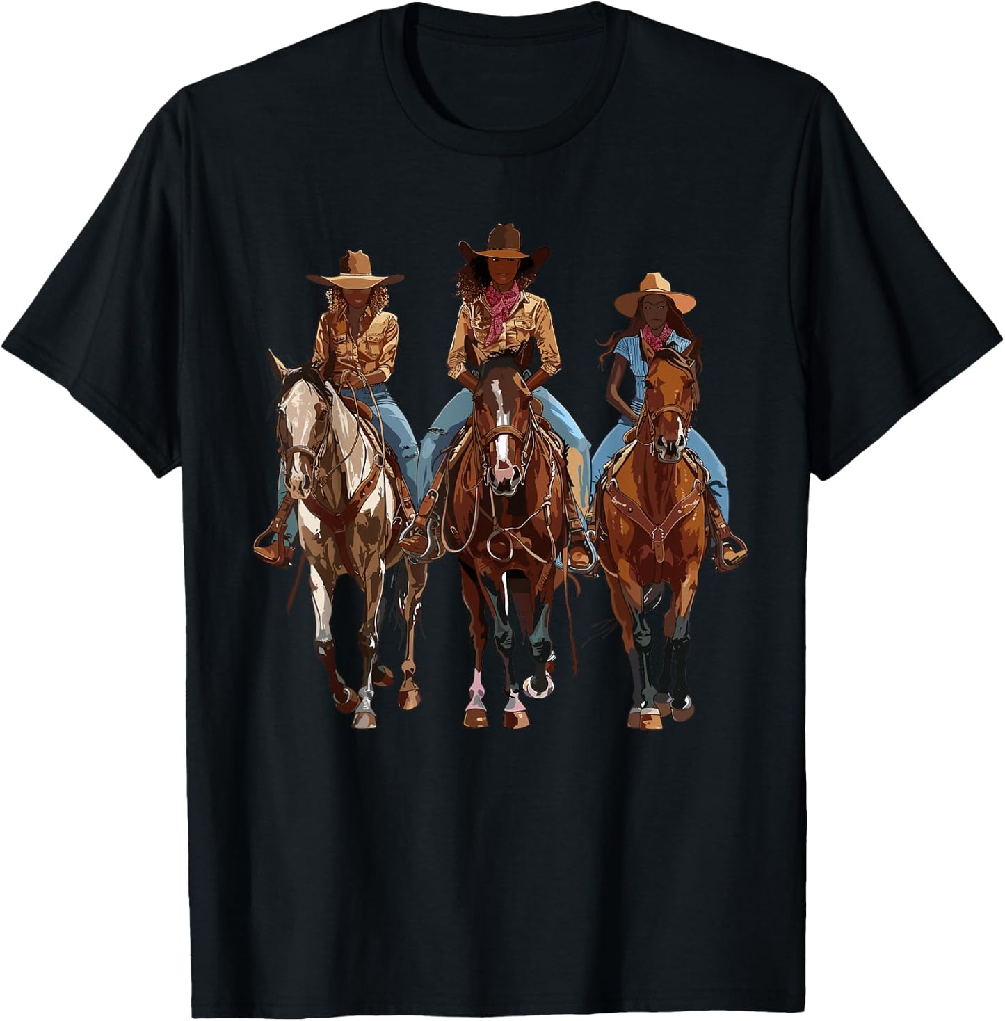 Black African American Cowgirl Western Country Texas Rodeo T-Shirt - T-Shirt | Black