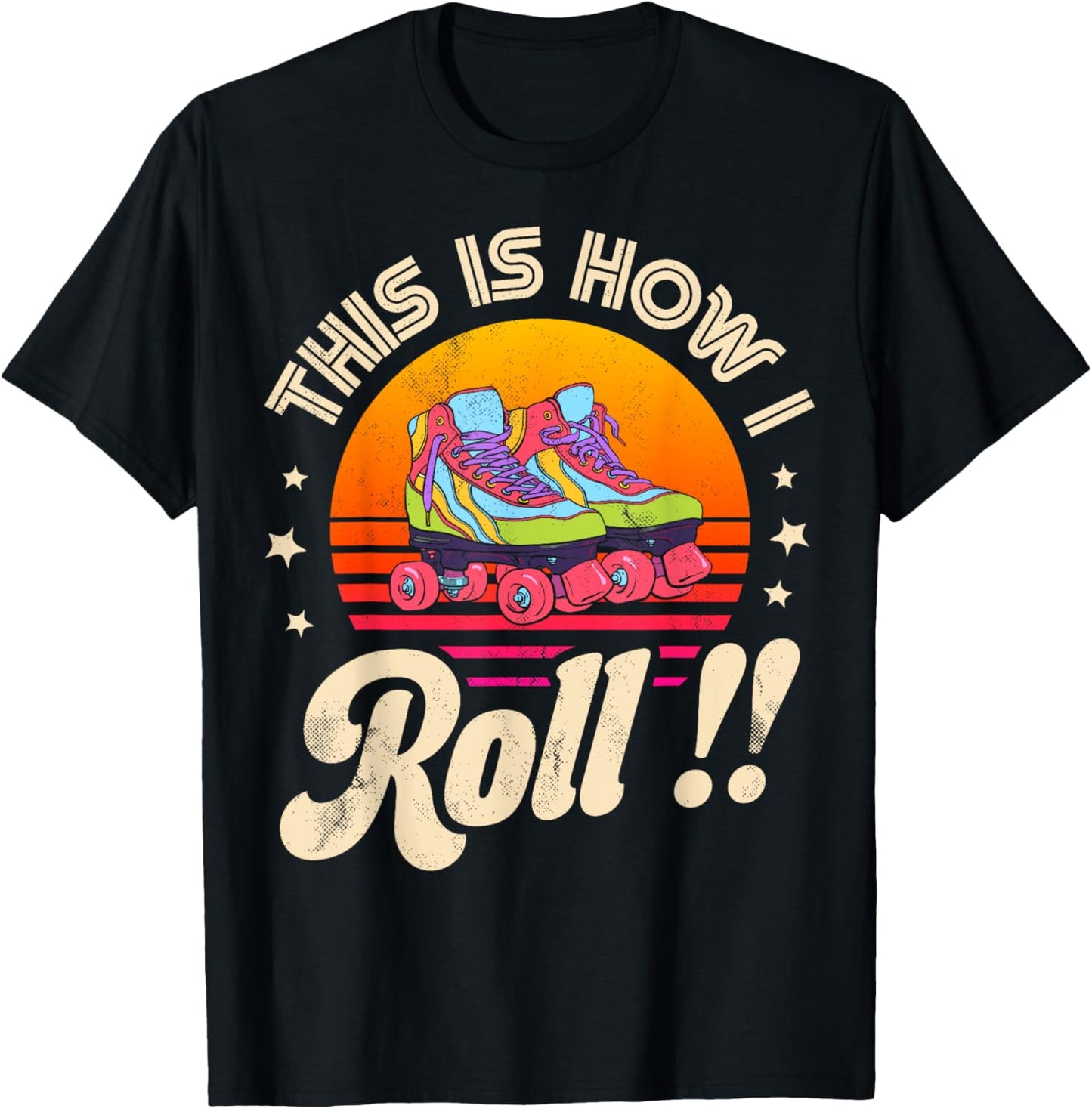 Roller Skating This Is How I Roll Skater Skate Retro Vintage T-Shirt - T-Shirt | Black