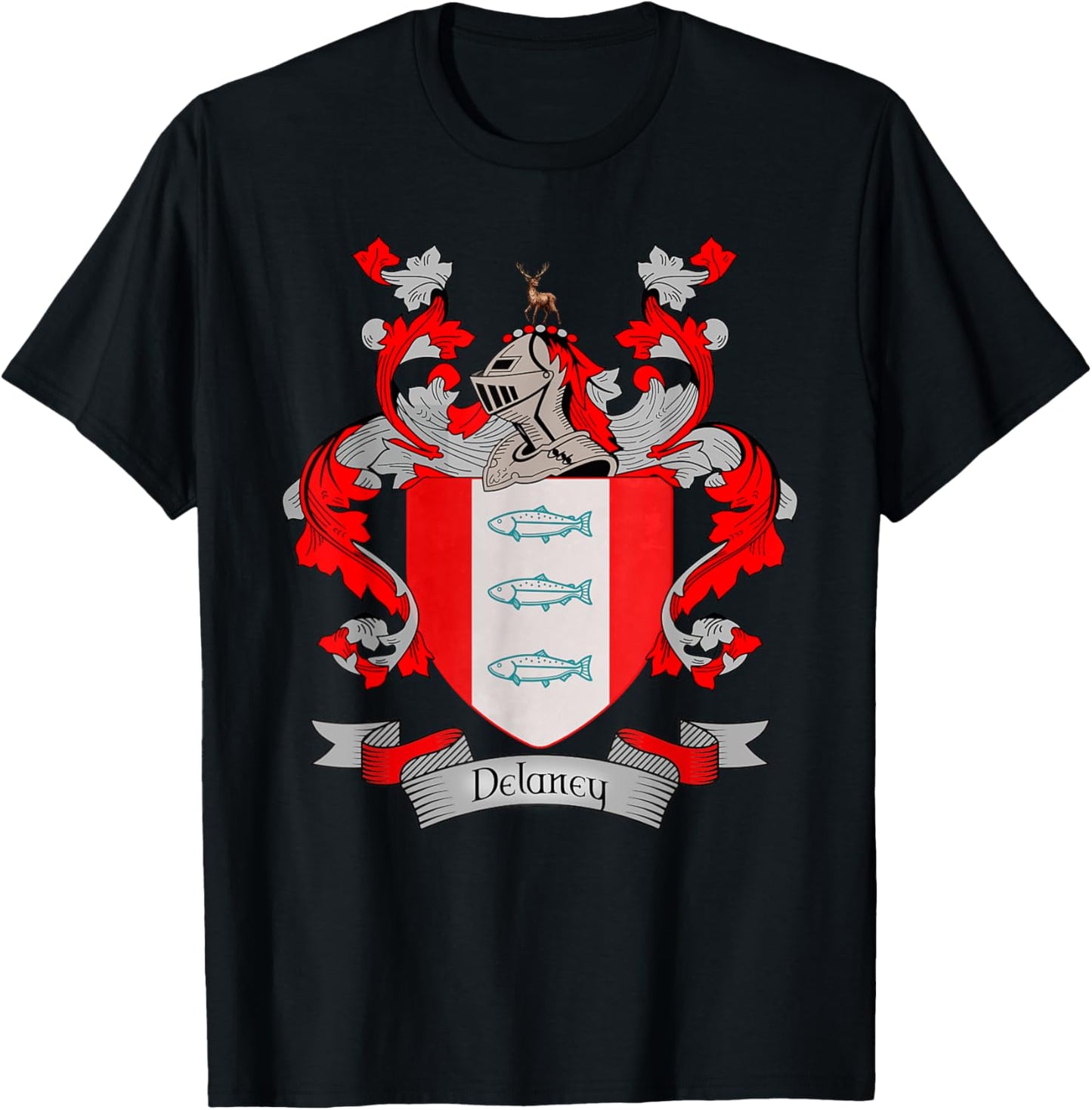 Delaney Coat of Arms | Delaney Surname Family Crest T-Shirt - T-Shirt | Black