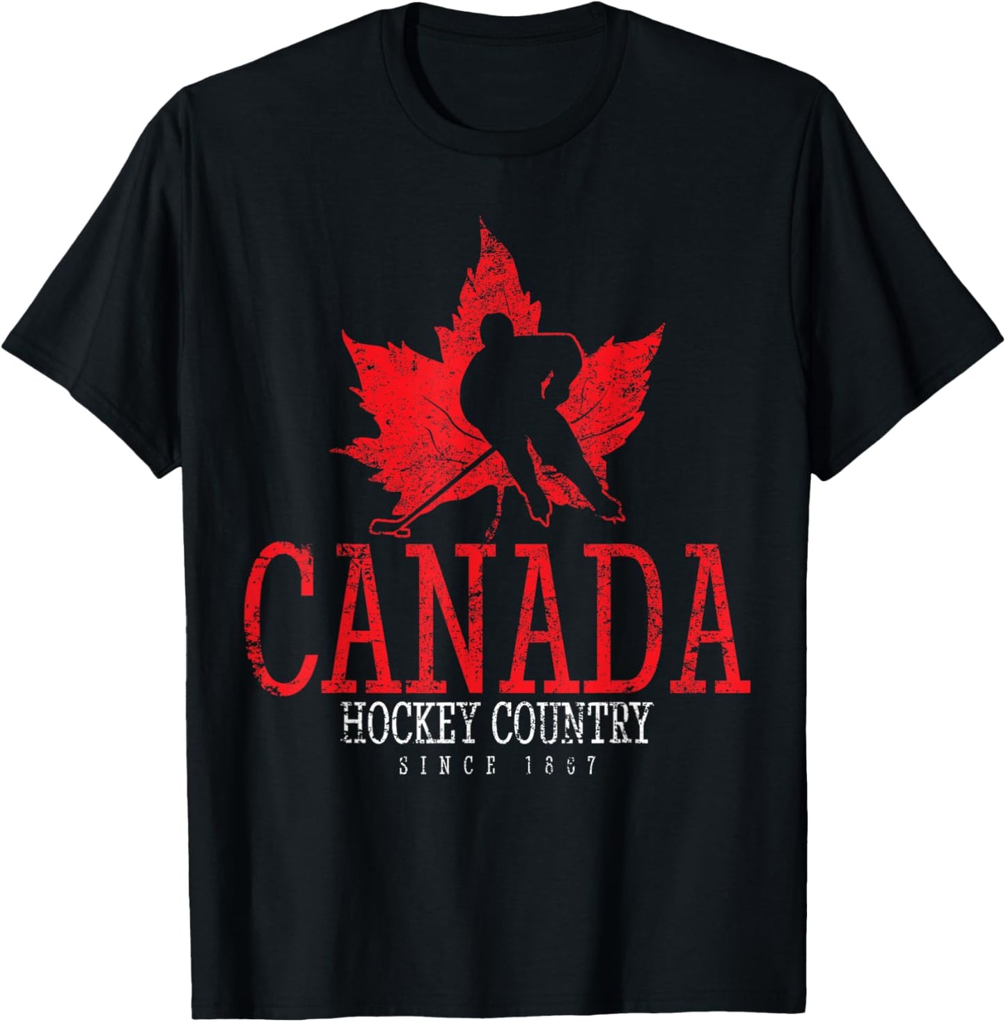 Canada Ice Hockey Sport Canadian Player Vintage T-Shirt - T-Shirt | Black