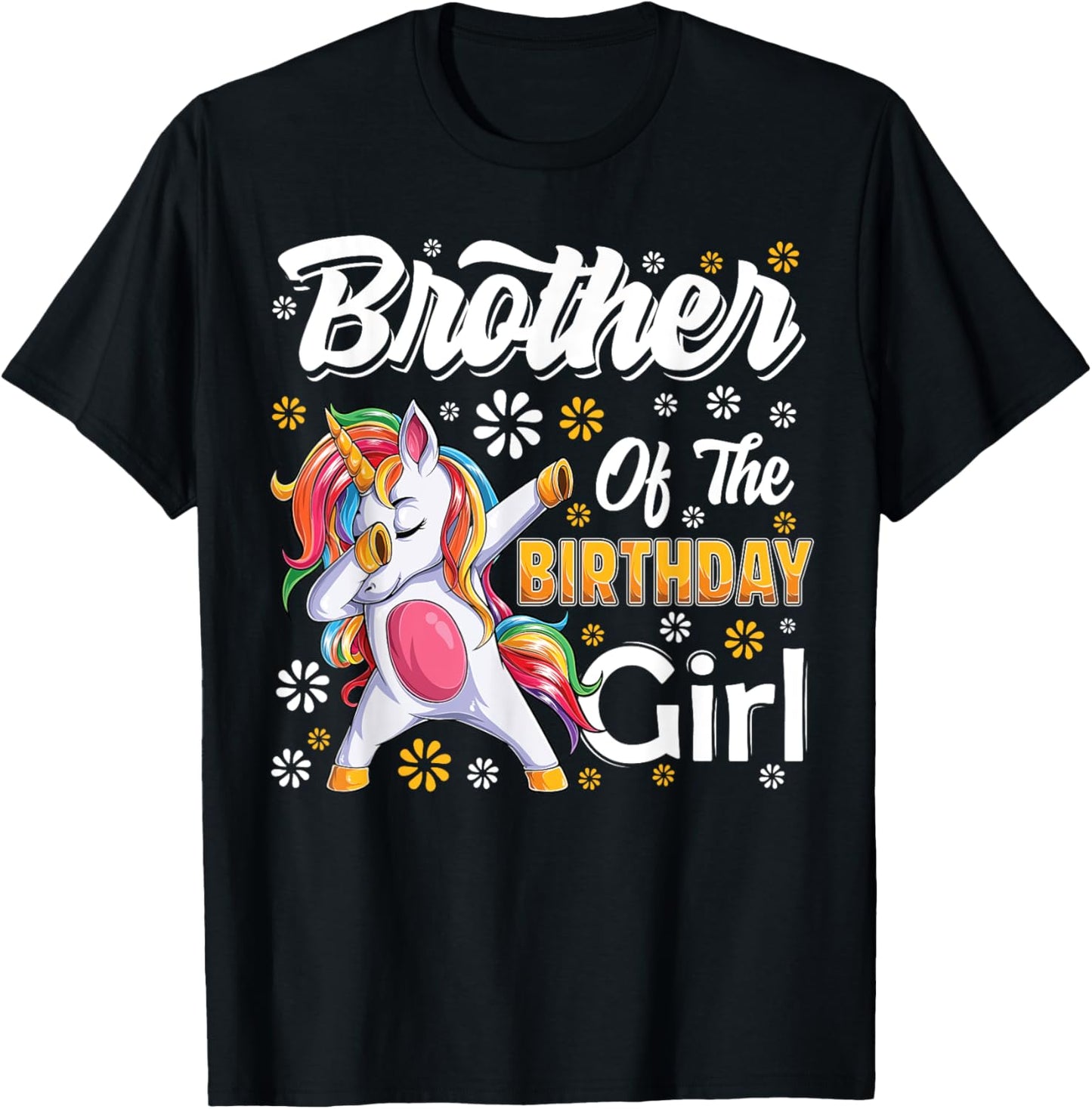 awesome dabbing unicorn birthday Brother Family Matching T-Shirt - T-Shirt | Black