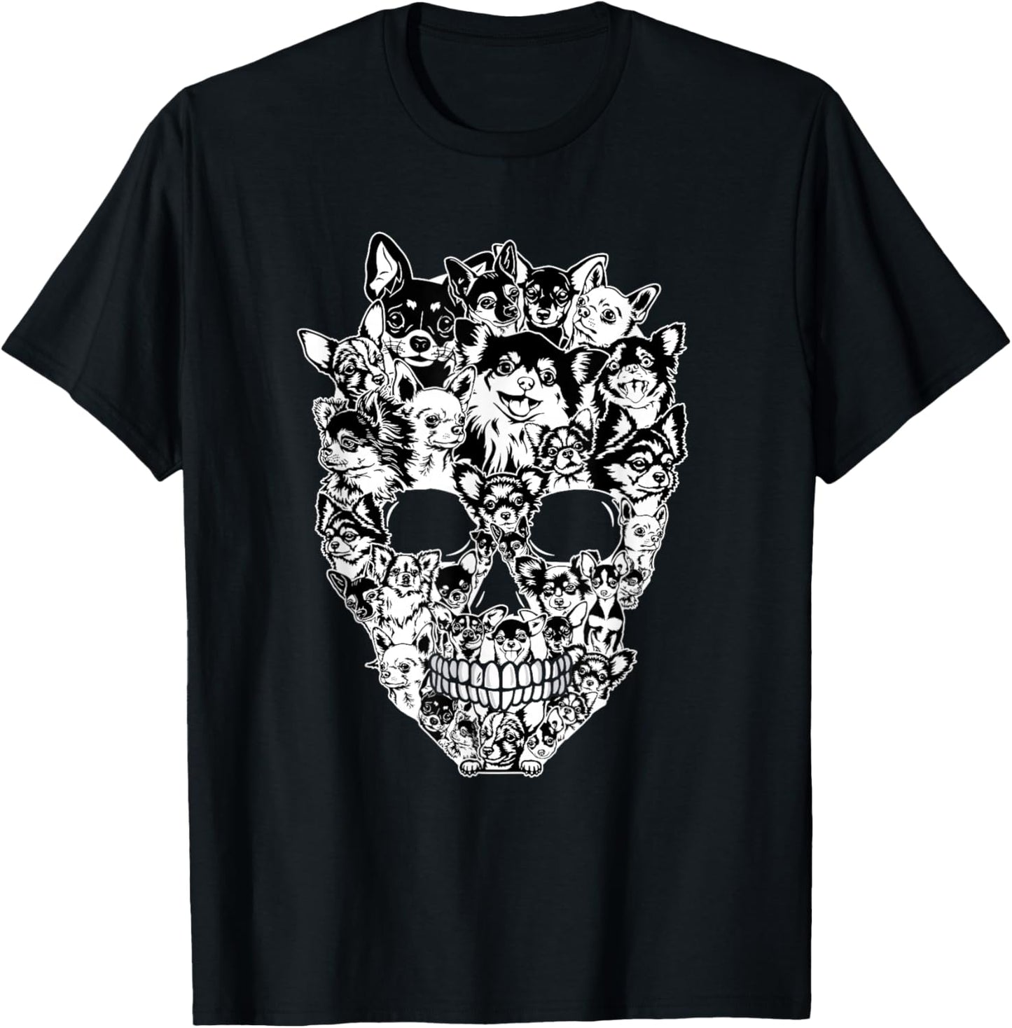 Funny Chihuahua Skull Dog Skeleton Halloween Women Kids T-Shirt - T-Shirt | Black
