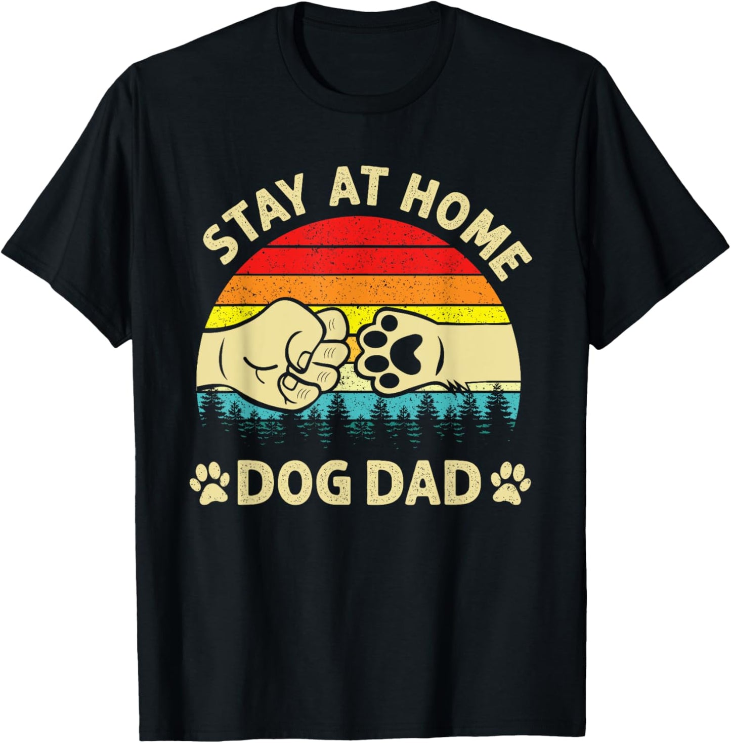 Vintage Stay at Home Dog Dad Retro Dog Lovers Father's Day Women T-Shirt - T-Shirt | Black