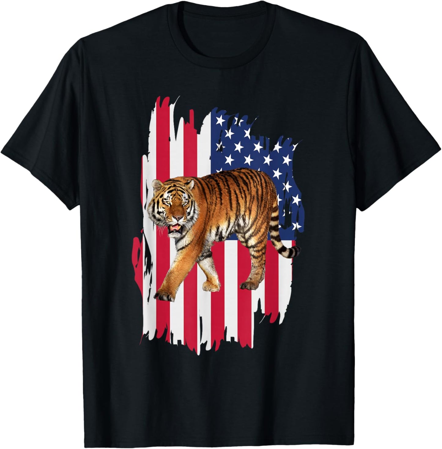 Tiger American Flag 4th Of July Patriotic Tiger Boys Men T-Shirt - T-Shirt | Black