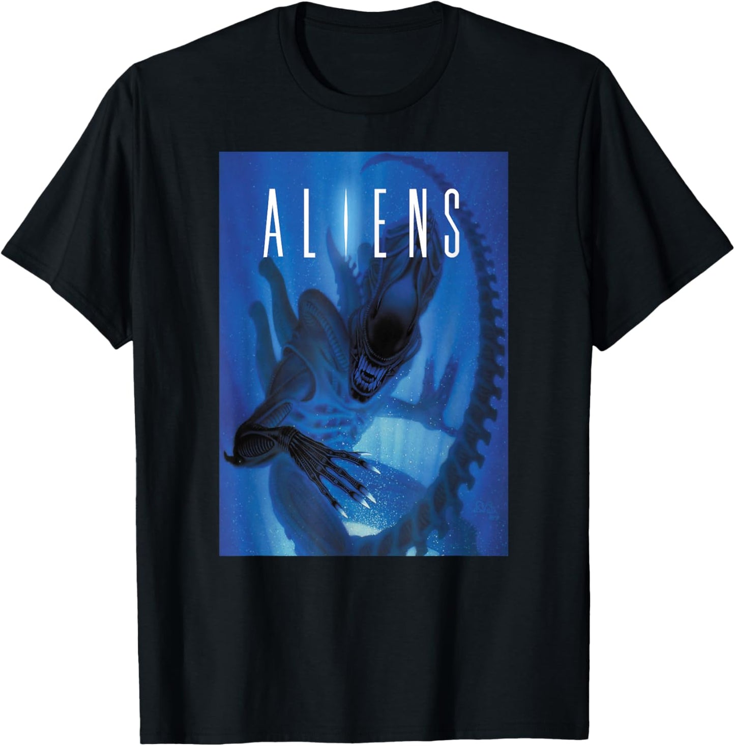 Aliens Xenomorph Blue Light T-Shirt - T-Shirt | Black