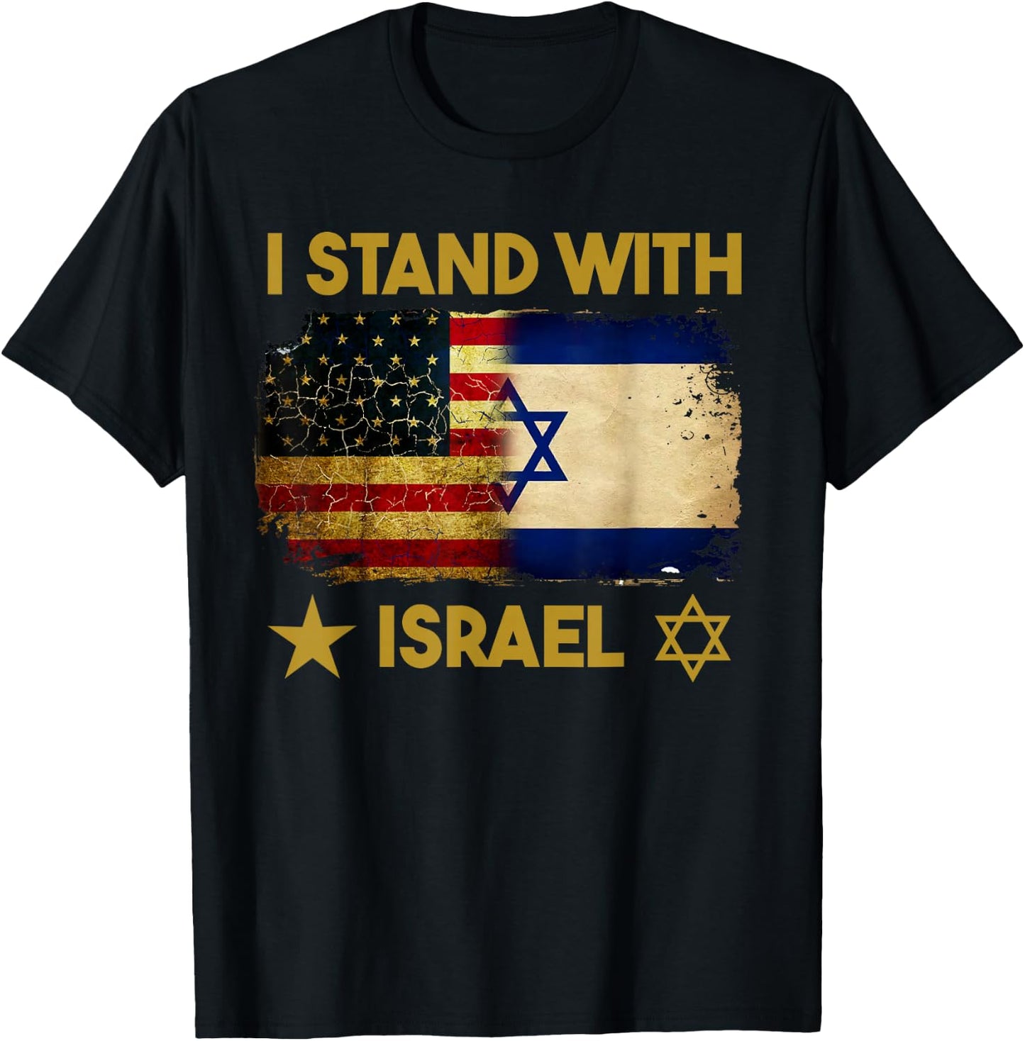 I Stand with Israel Shirt I Stand with Israel America Flag T-Shirt - T-Shirt | Black