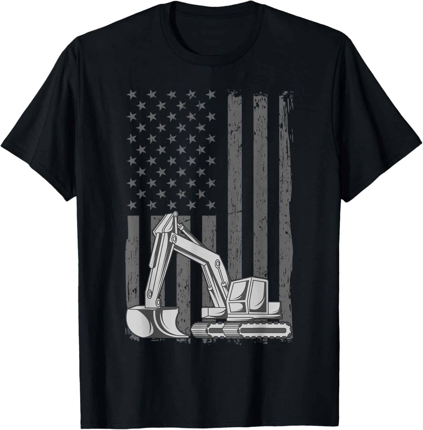 Heavy Equipment Operator Excavator US Independence Day T-Shirt - T-Shirt | Black