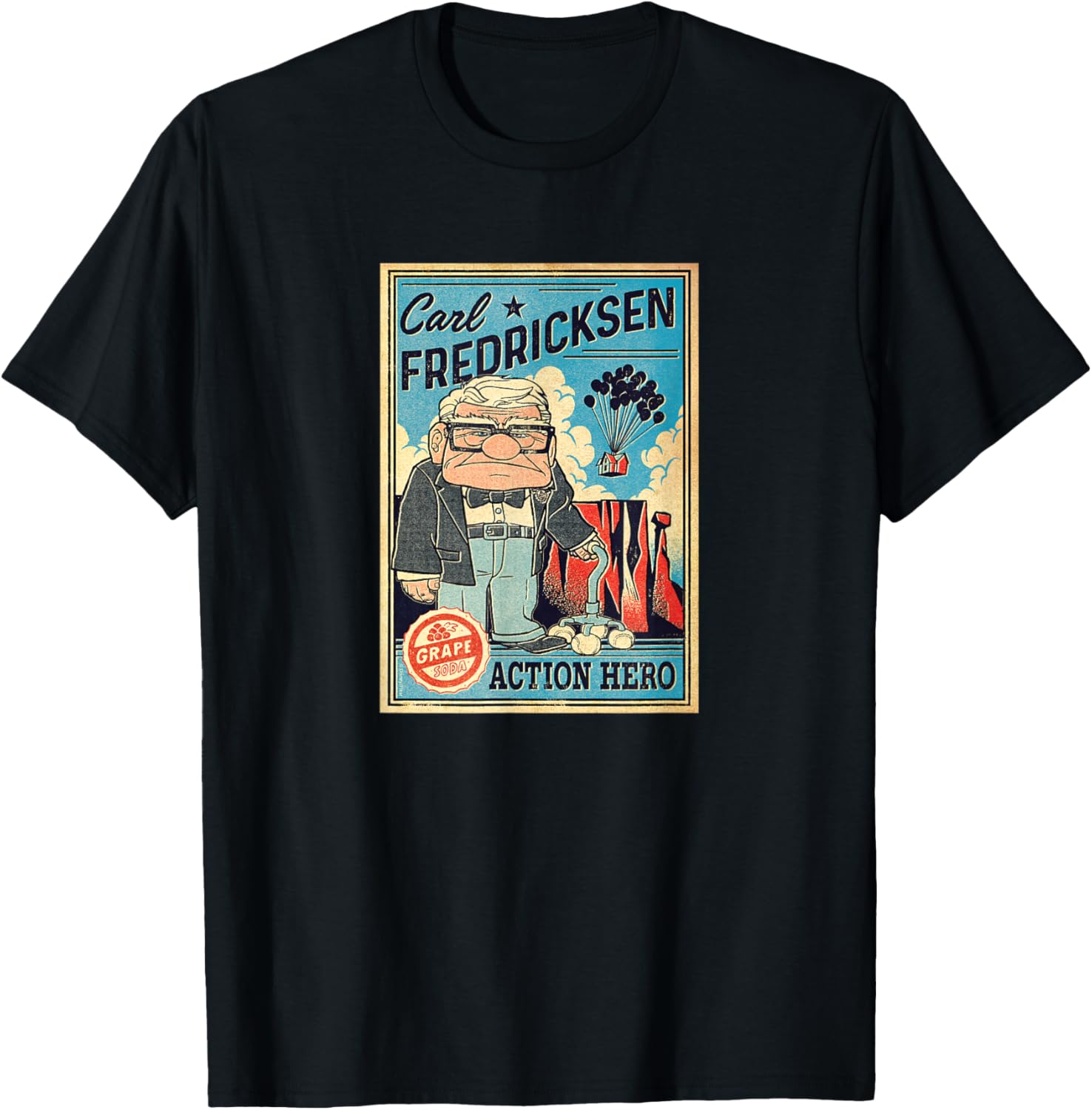 Disney Pixar: Up - Carl Acton Hero T-Shirt - T-Shirt | Black
