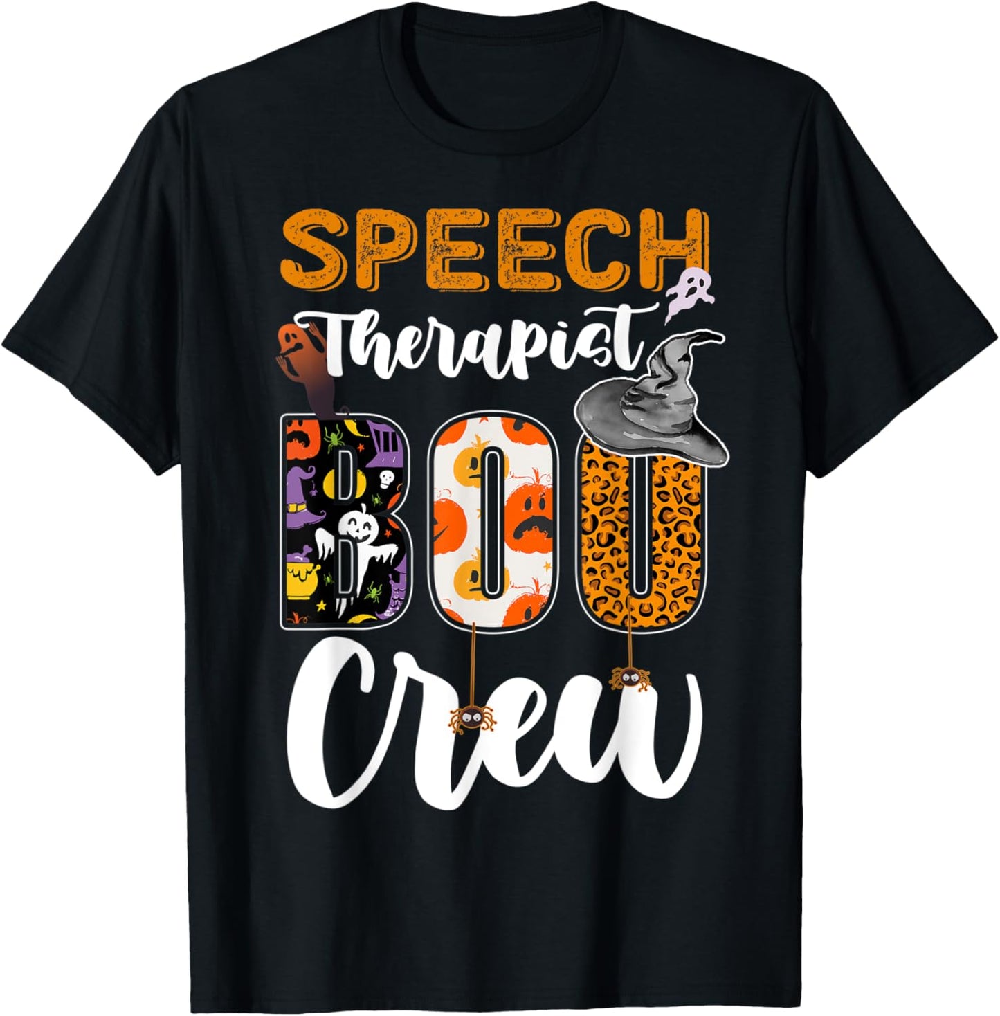 Speech Therapist Boo Crew Ghost Therapy Halloween Matching T-Shirt - T-Shirt | Black