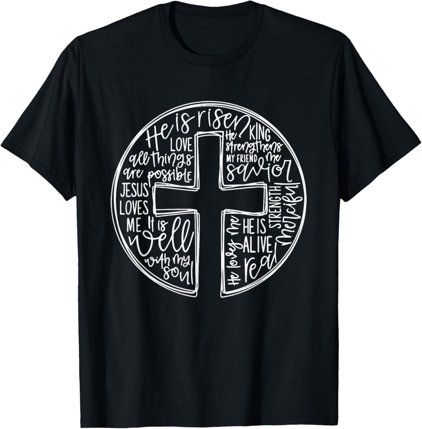 He Is Risen Easter Jesus Christian Cross Jesus Christian T-Shirt - T-Shirt | Black
