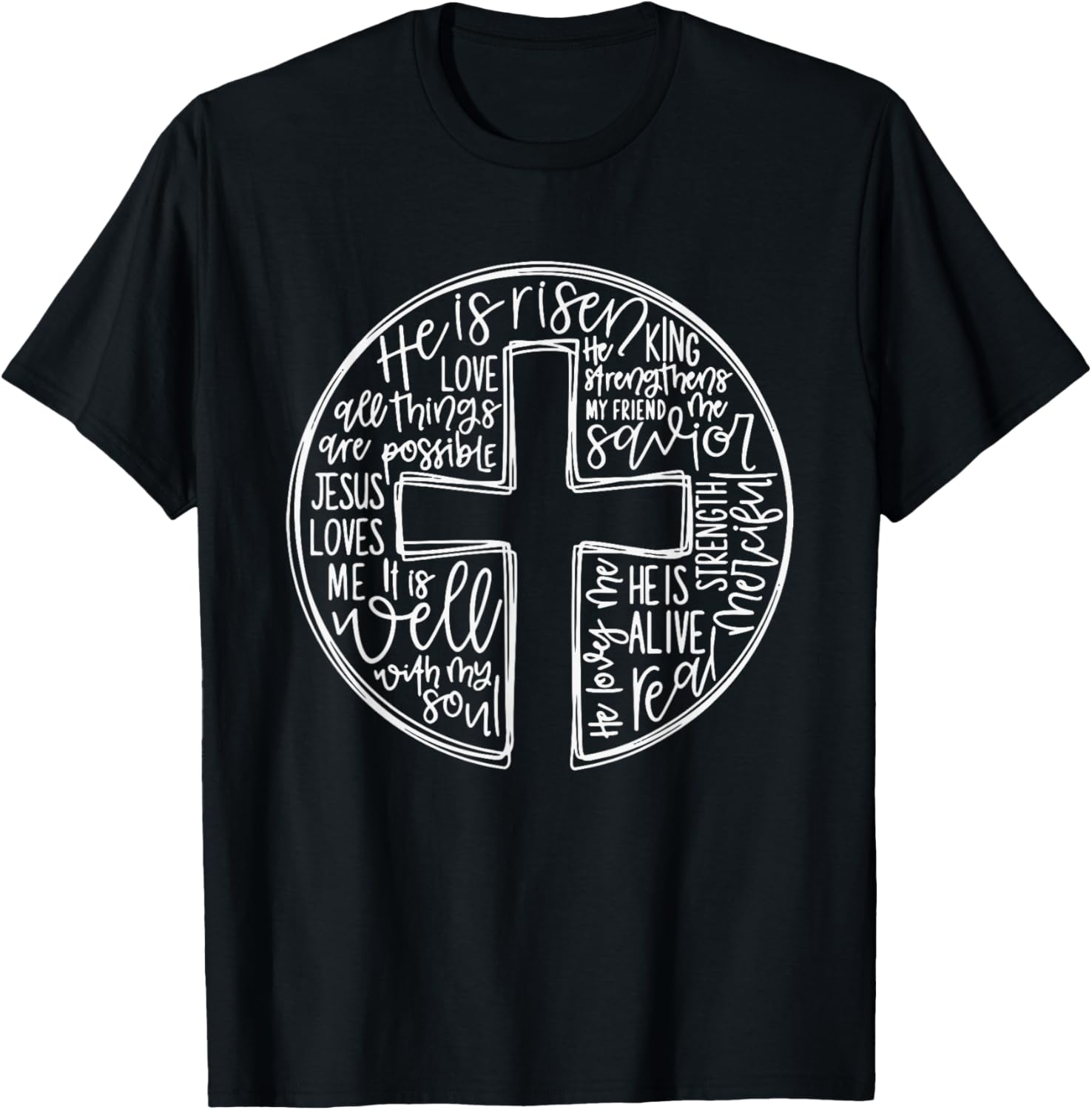 He Is Risen Easter Jesus Christian Cross Jesus Christian T-Shirt - T-Shirt | Black
