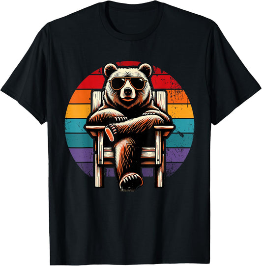 Cool Retro Bear in Sunglasses 70s 80s 90s Novelty Funny Bear T-Shirt - T-Shirt | Black
