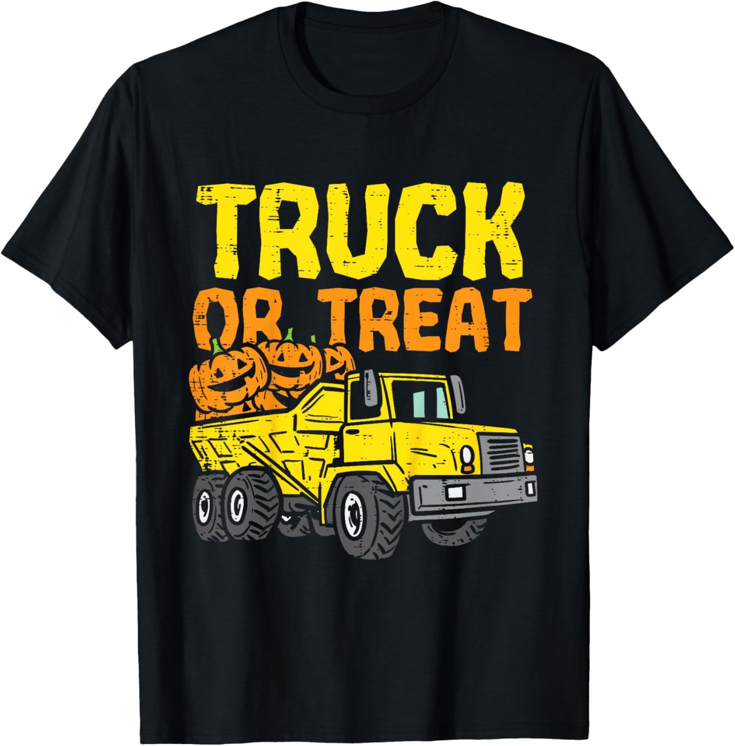 Kids Truck Or Treat Pumpkins Toddler Boys Halloween Kids Son T-Shirt - T-Shirt | Black