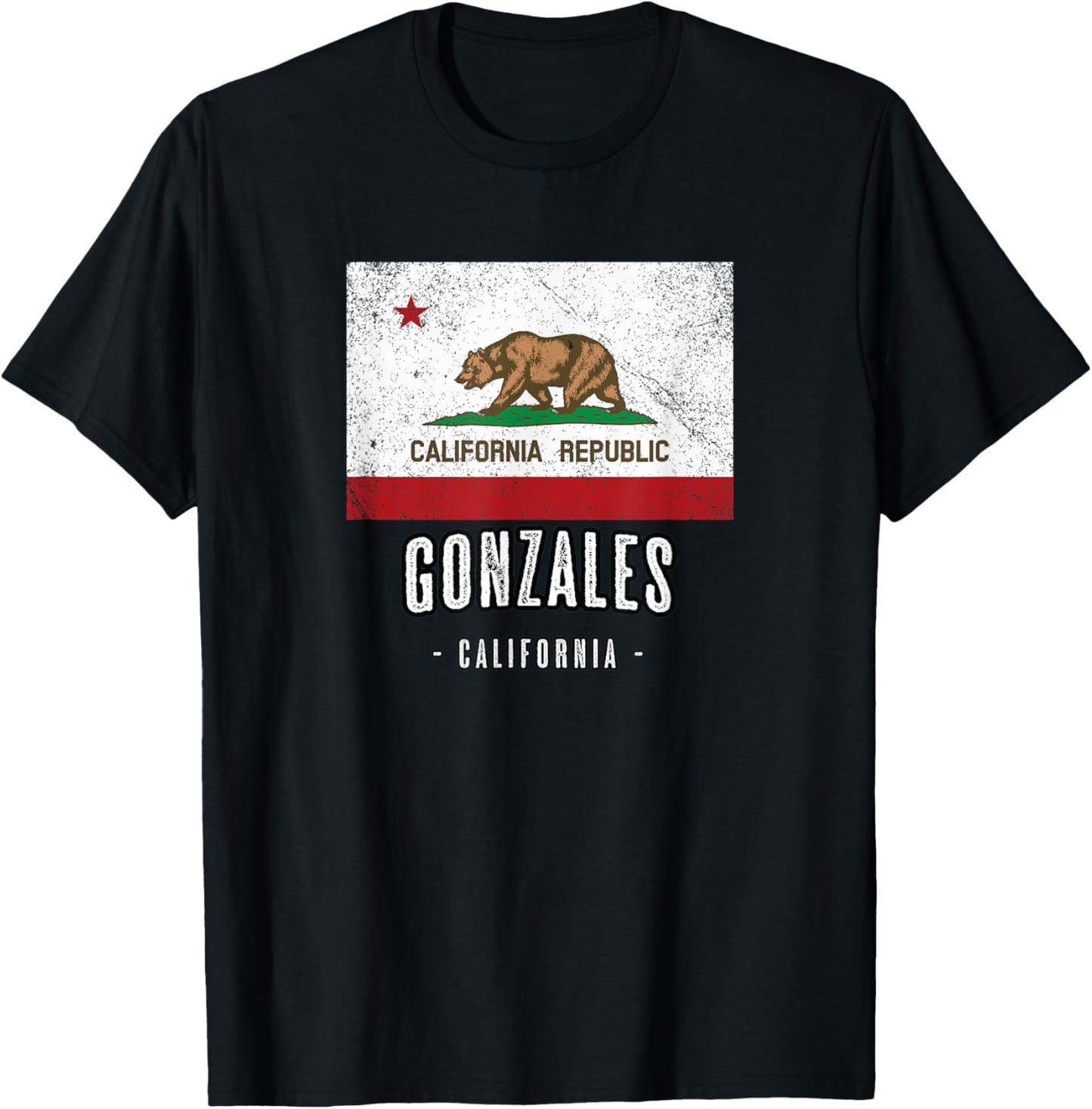GONZALES - California | Cali City Souvenir - CA Flag T-Shirt - T-Shirt | Black