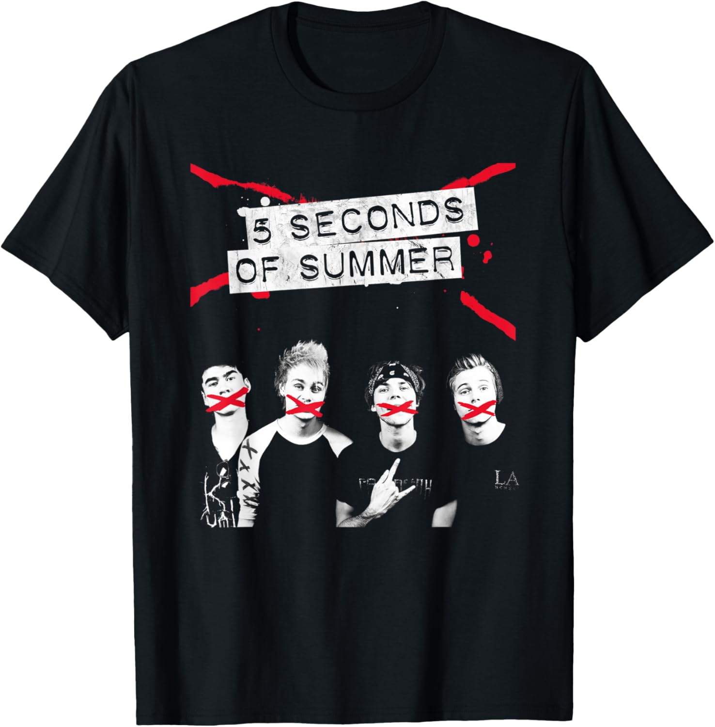 5 Seconds of Summer - Crossed Lines T-Shirt - T-Shirt | Black