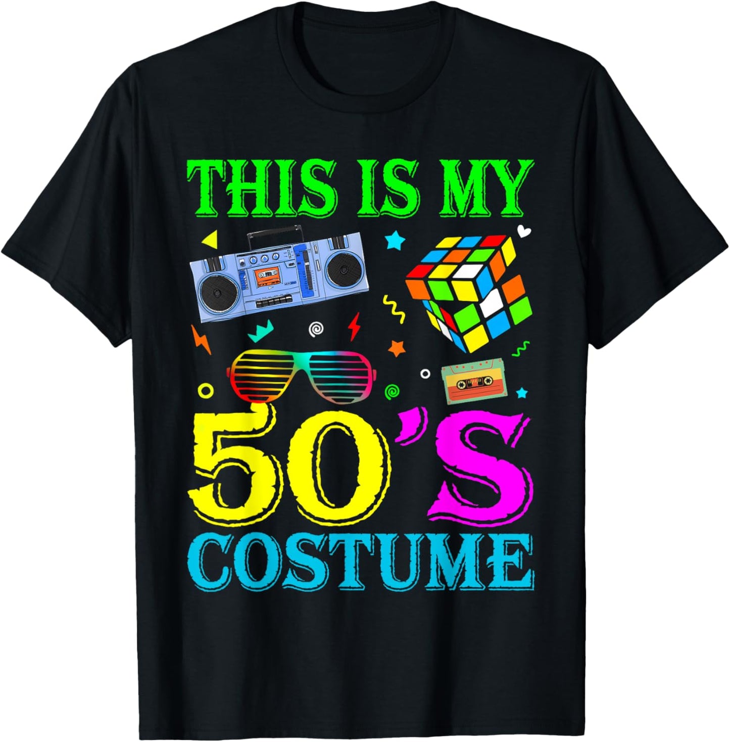 Vintage Matching Halloween 1950s This Is My 50's Costume T-Shirt - T-Shirt | Black