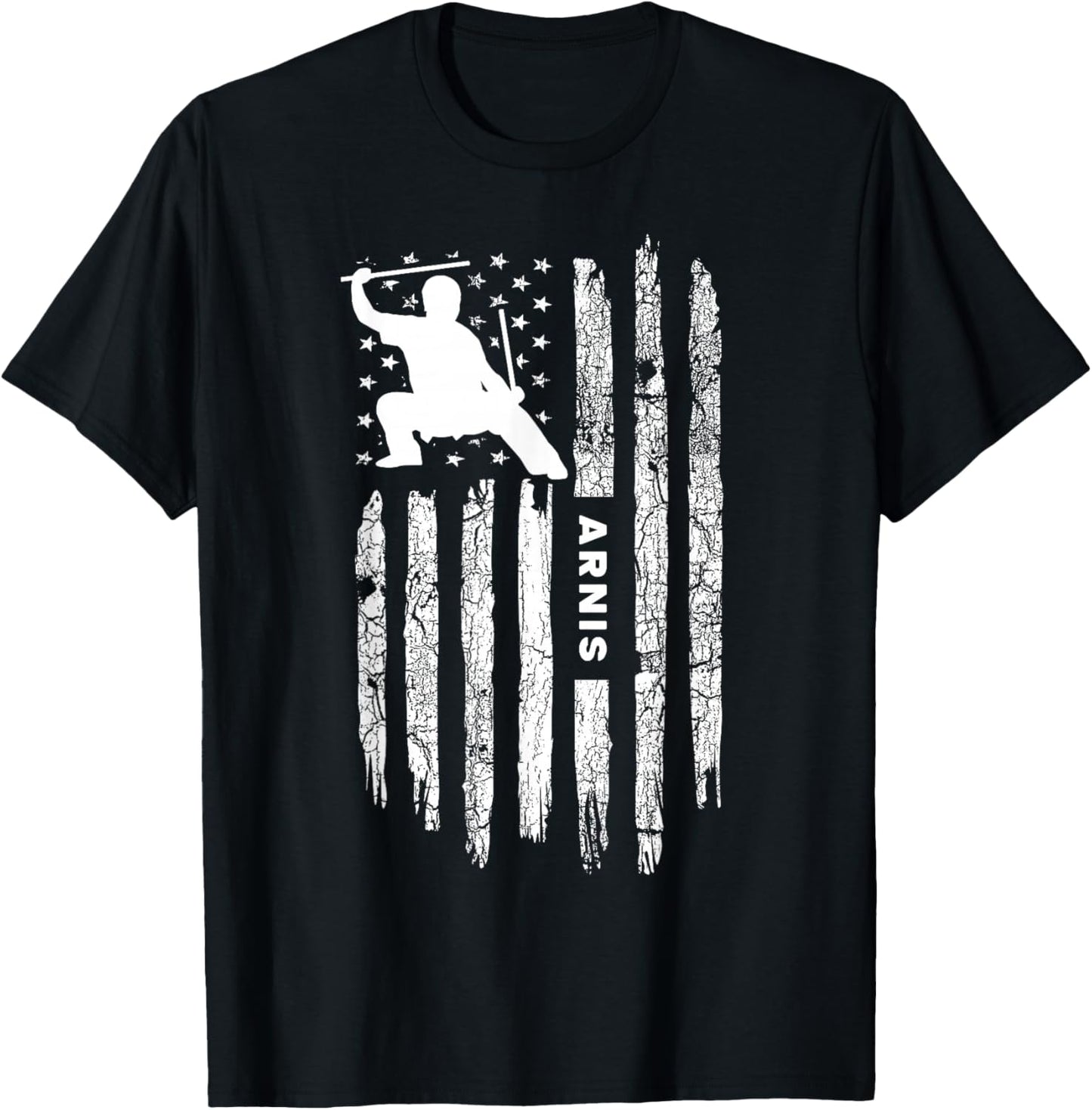American Flag Arnis Clothing - Kali Eskrima Escrima Arnis T-Shirt - T-Shirt | Black