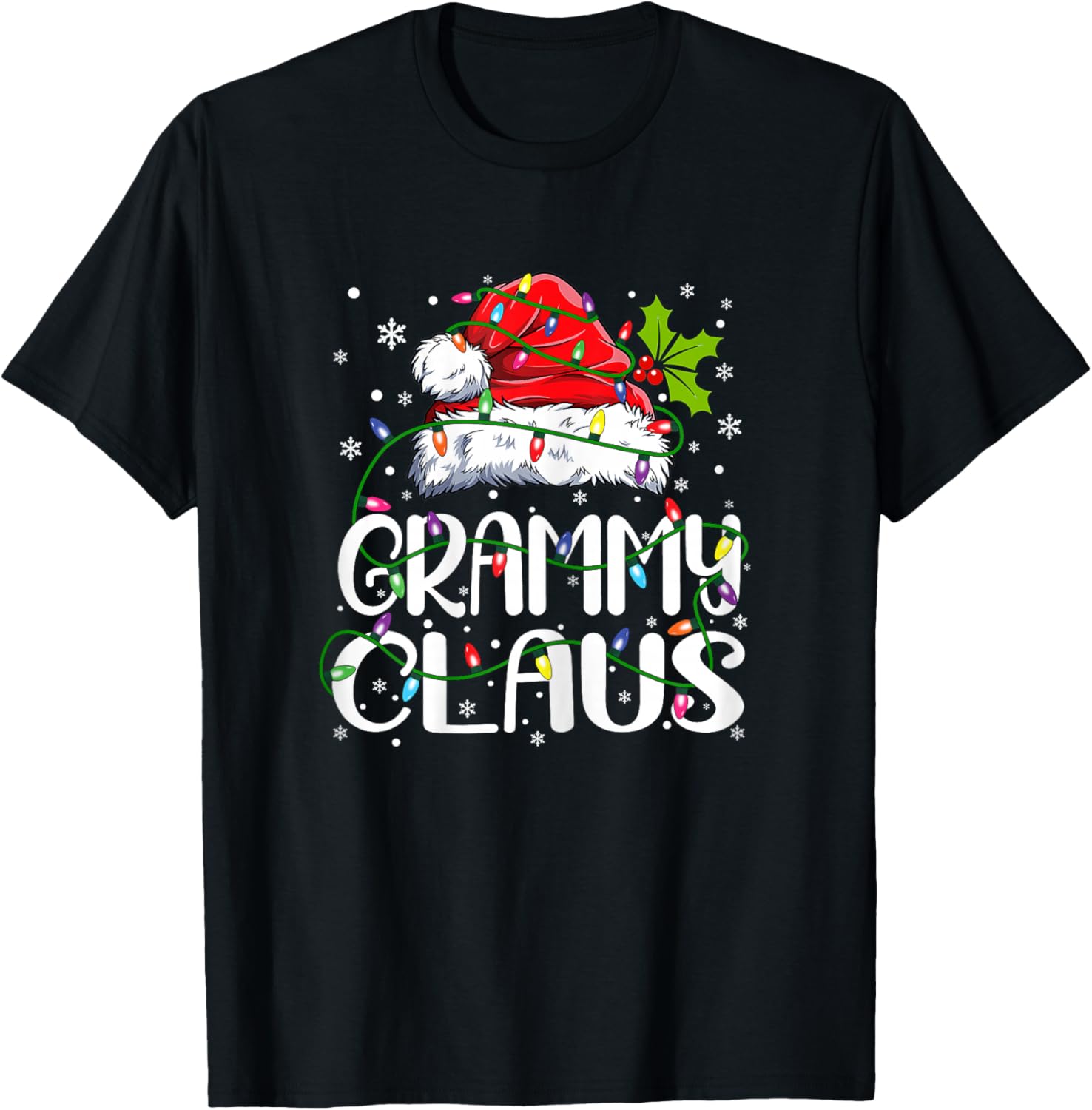 Grammy Claus Shirt Christmas Lights Pajama Family Matching T-Shirt - T-Shirt | Black