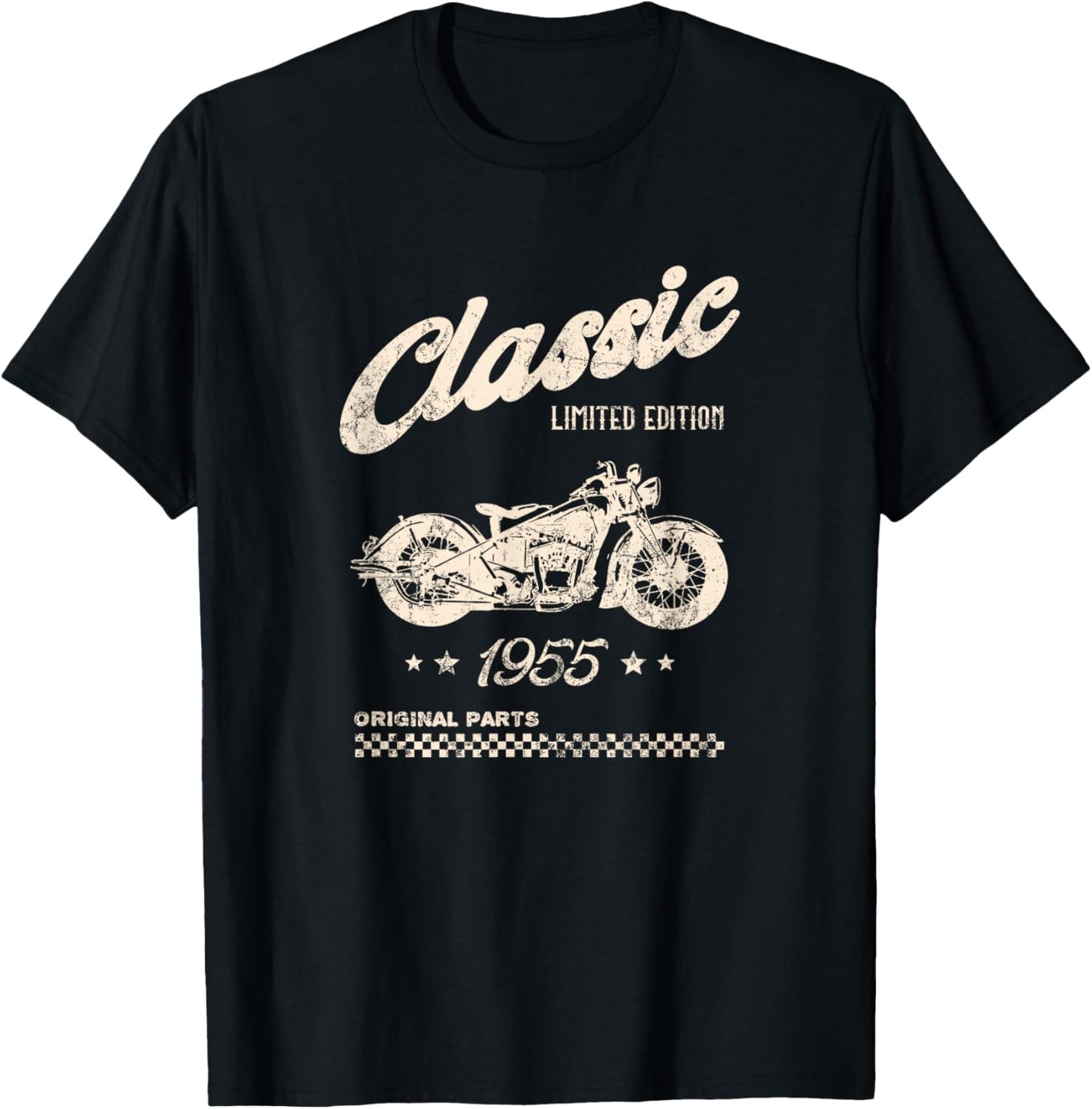 70th Birthday Classic Motorcycle Born in 1955 T-Shirt - T-Shirt | Black