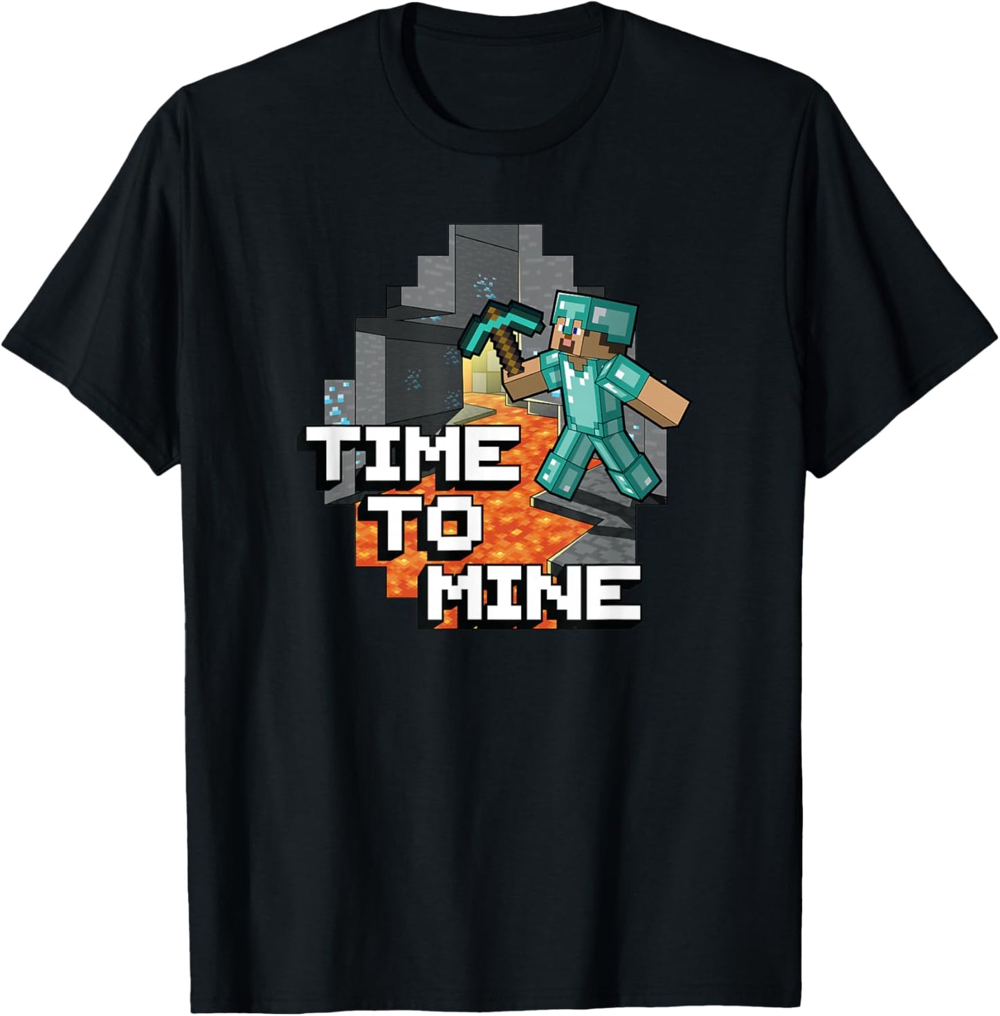 Minecraft Steve Time To Mine Poster T-Shirt - T-Shirt | Black