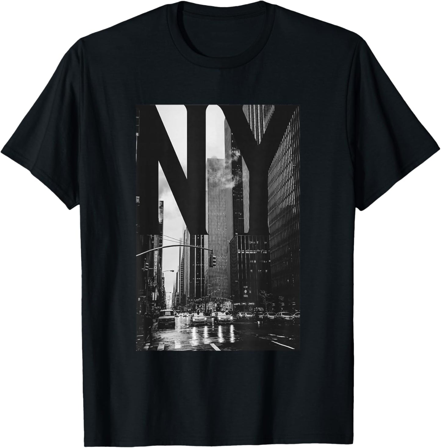 Cool New York City Abstract Skyline, Black & White New York T-Shirt - T-Shirt | Black