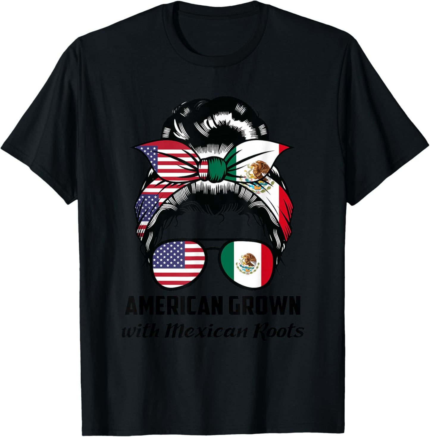 American Grown with Mexican Roots Mexican Small T-Shirt - T-Shirt | Black